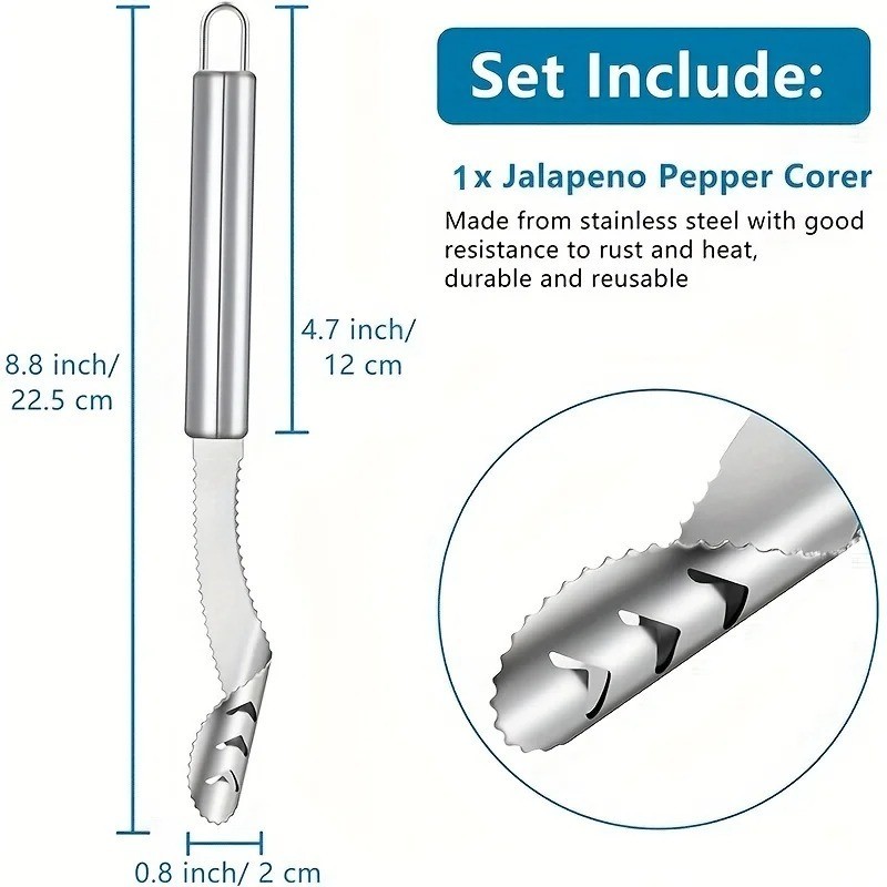Upgraded Kitchen Pepper Seed Remover and De-seeder, Multi-Functional, Toothed, S