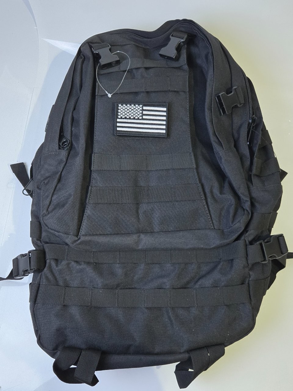 Tactical Military Backpack Black MOLLE Assault Pack Detachable Pouches US Flag