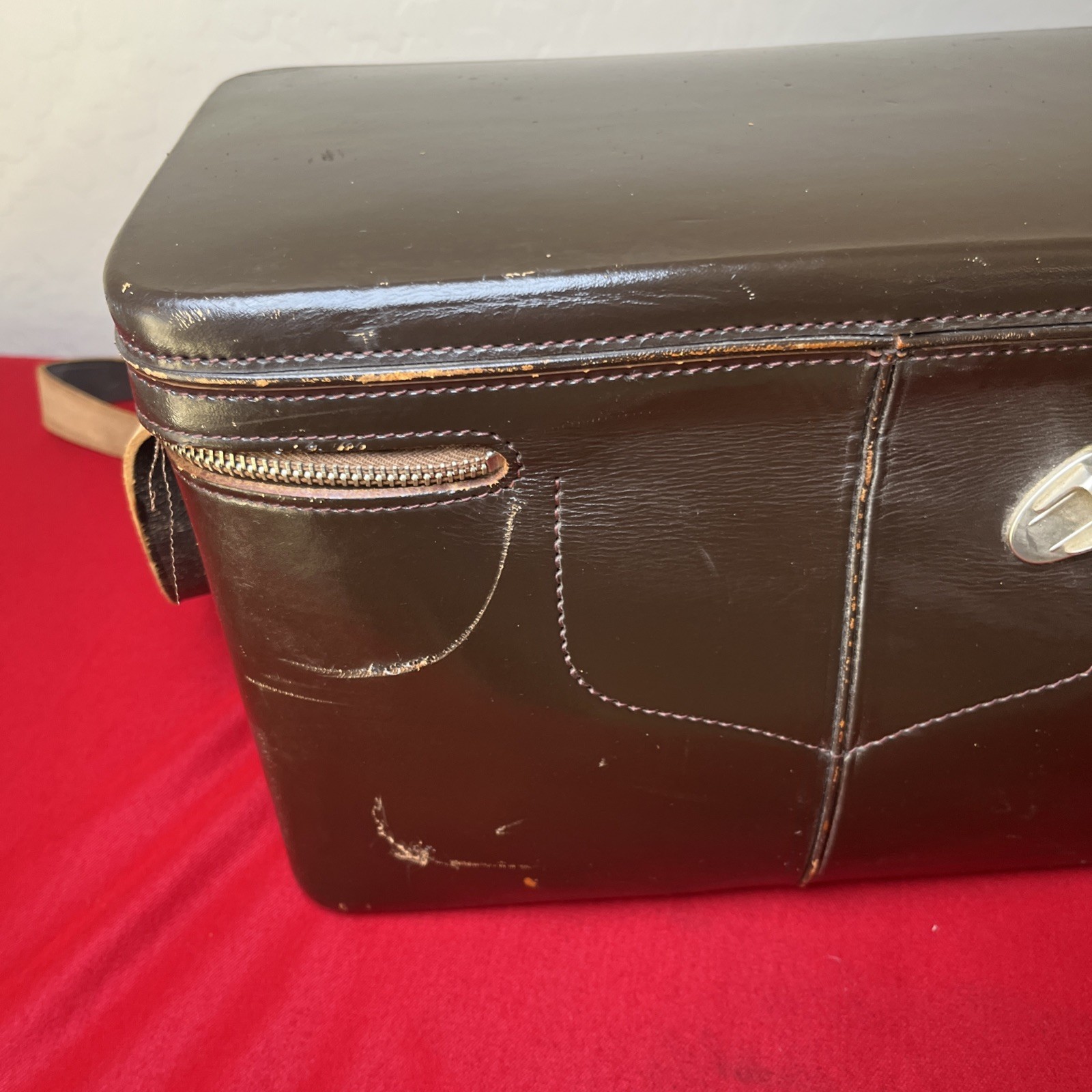 Vintage Nikon hard leather camera bag