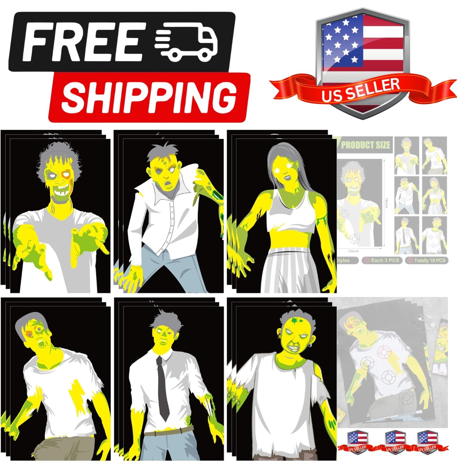 18 Pcs Zombie Paper Targets 12 x 18 Inch Paper Targets Fun Targets for Range ...
