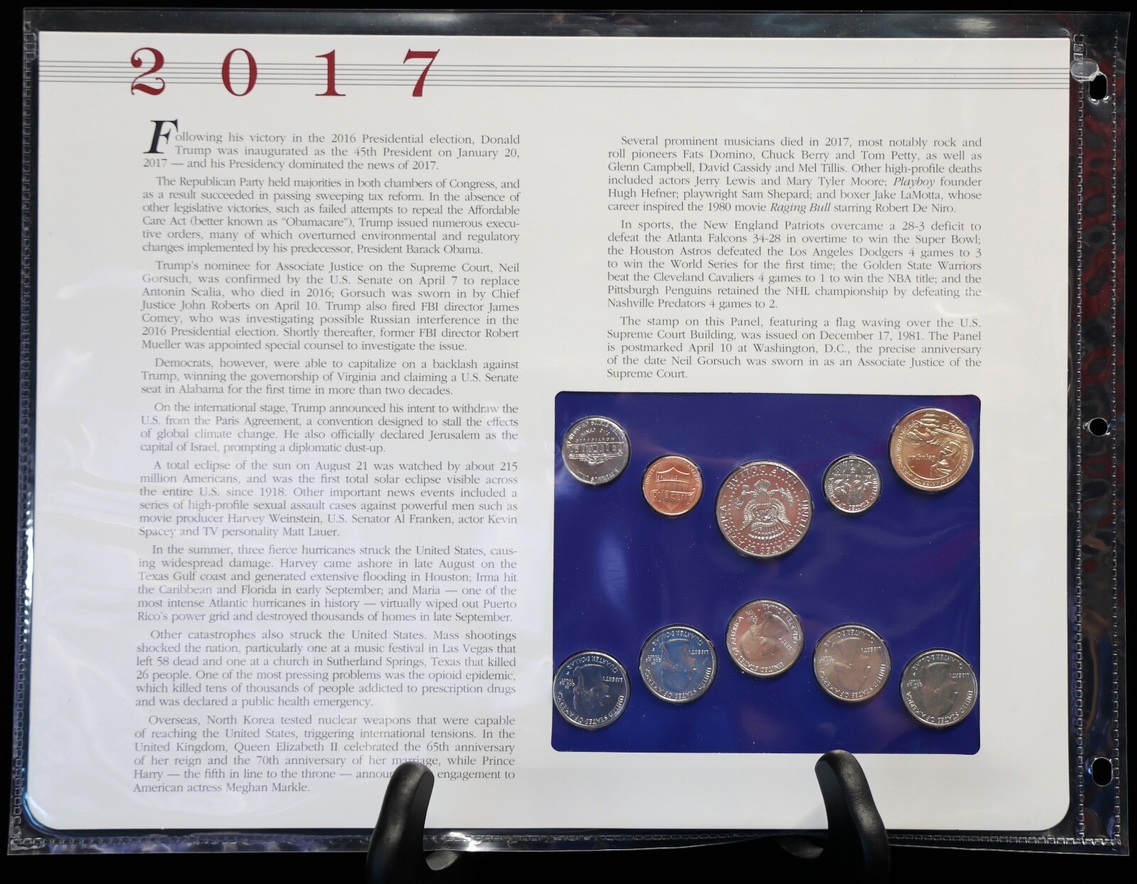 2017 P&D Uncirculated Mint Set Postal Commemorative Society Coin Stamp 2 Panels