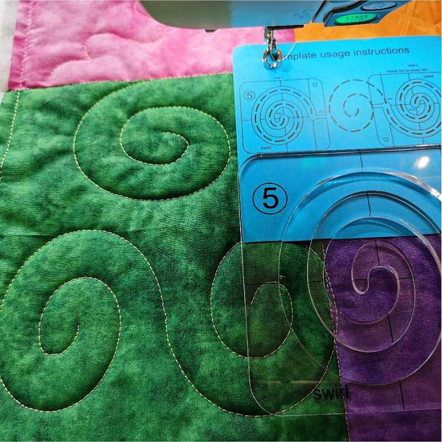 5" Swirl Template - Free Motion Quilting Template Series 5 for Domestic Machines