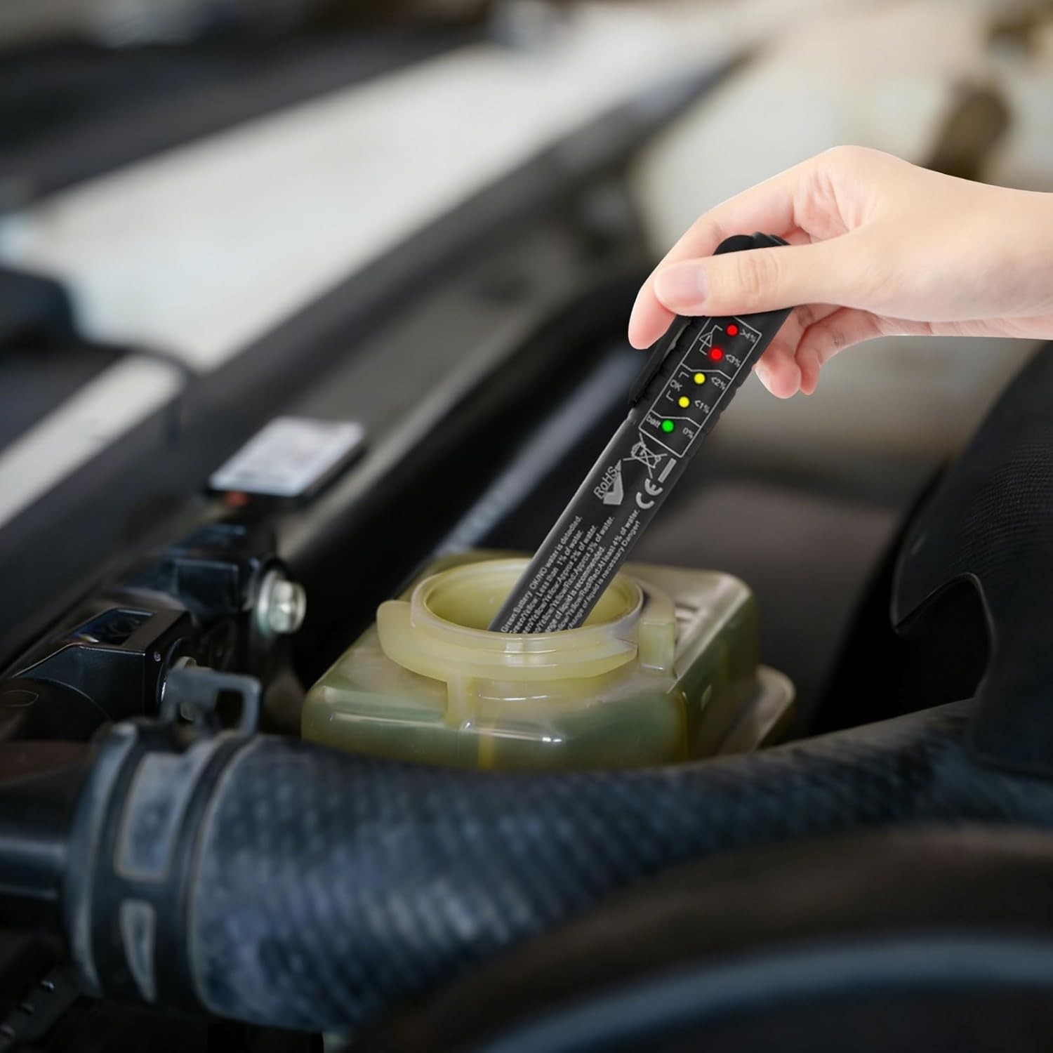Brake Fluid Level Tester with 5 LED Digital Display, Compatible with DOT3/DOT4/D