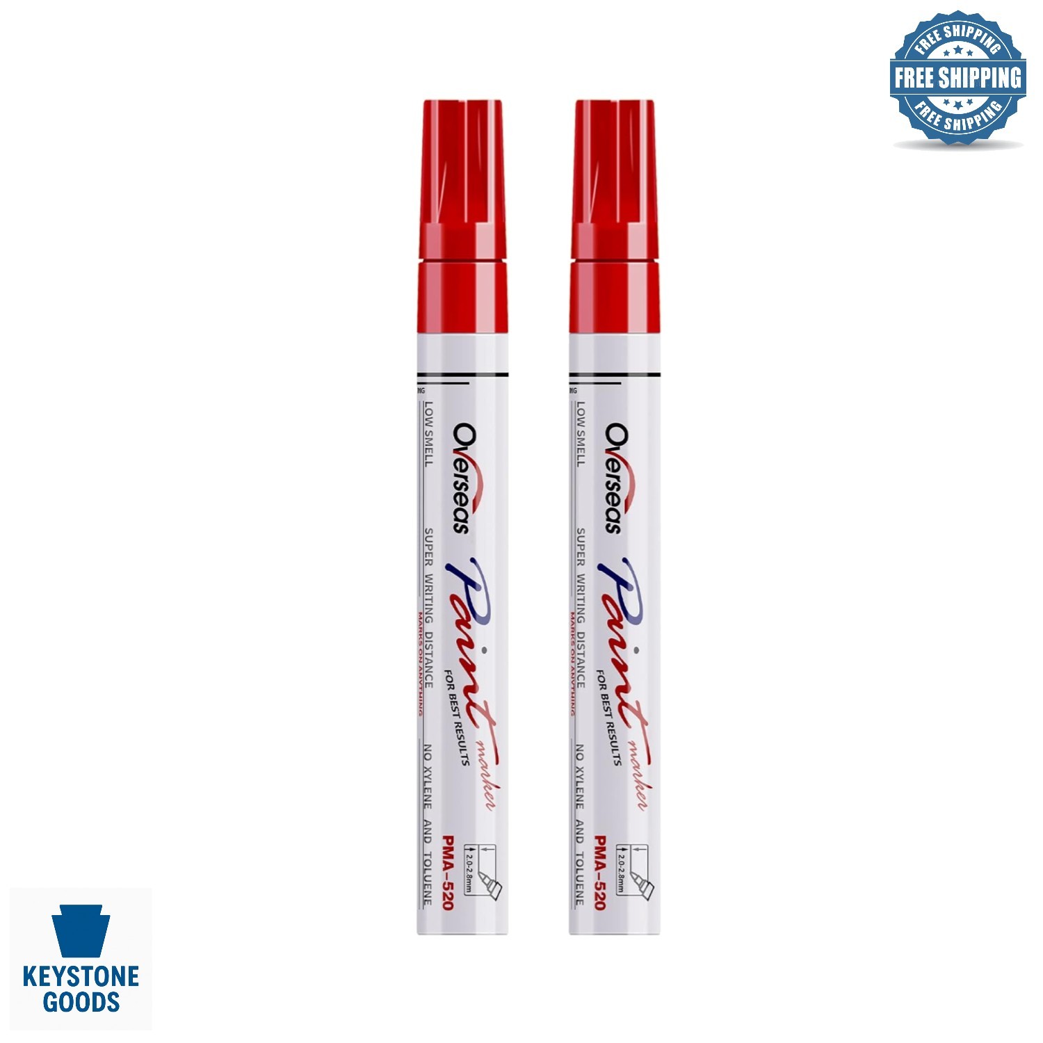 2 Pack Red Oil-Based Permanent Paint Markers for Metal & Crafting