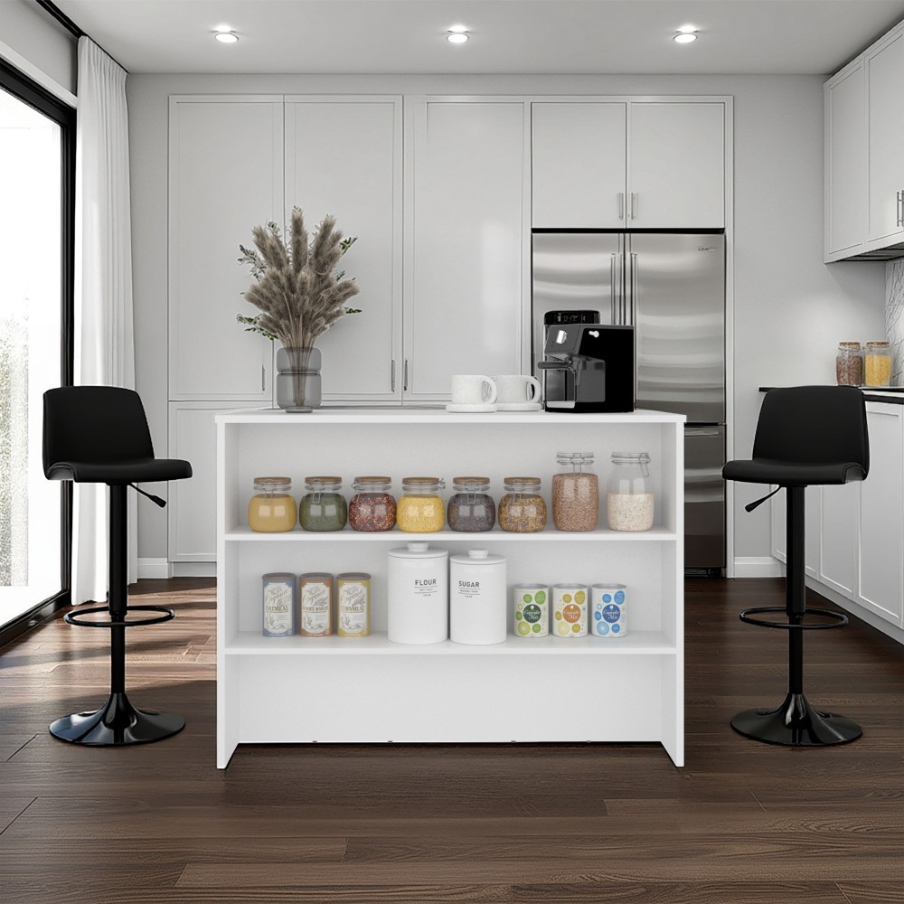 Central Kitchen Island with Modern Design Ample Storage Space Rolling Cart