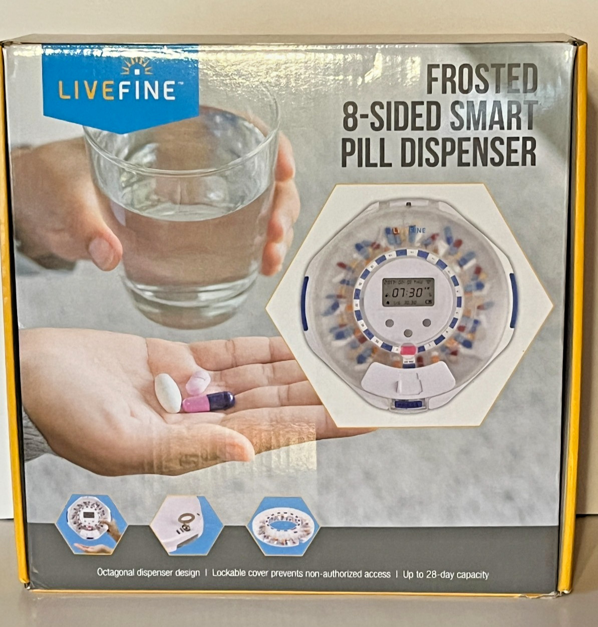 Live Fine Smart WiFi 28 Day Automatic Pill Dispenser W/Lock & Alarm, Key Lock