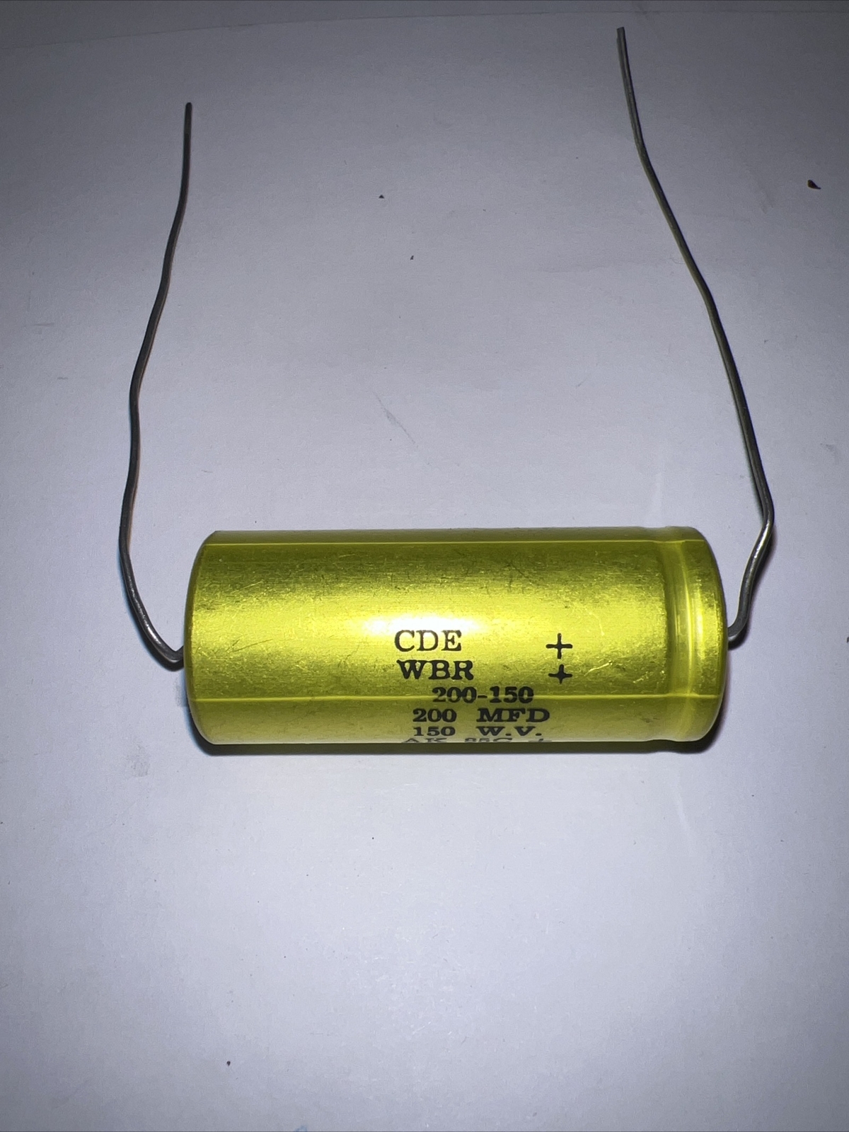 Electrolytic Capacitor 150 VDC 200 MFD 85°C ￼￼Axial Cornell CDE WBR .
