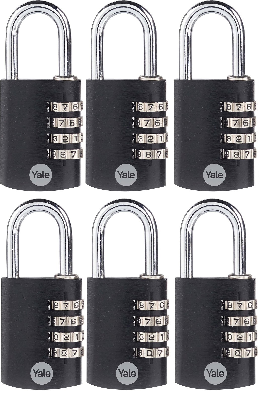 Yale 6 Pack 4 Digit Combination Lock Outdoor Waterproof Padlock Locker BRAND NEW