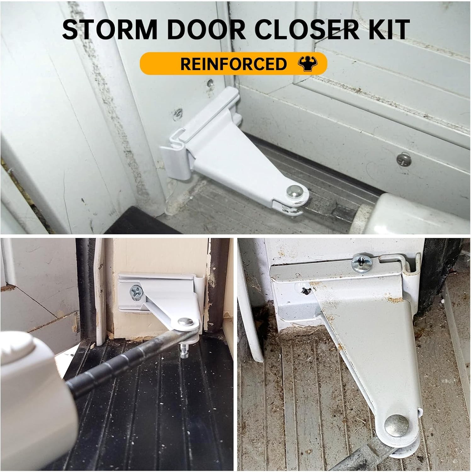 Reinforced Storm Door Closer Bracket Kit Compatible with Andersen, White