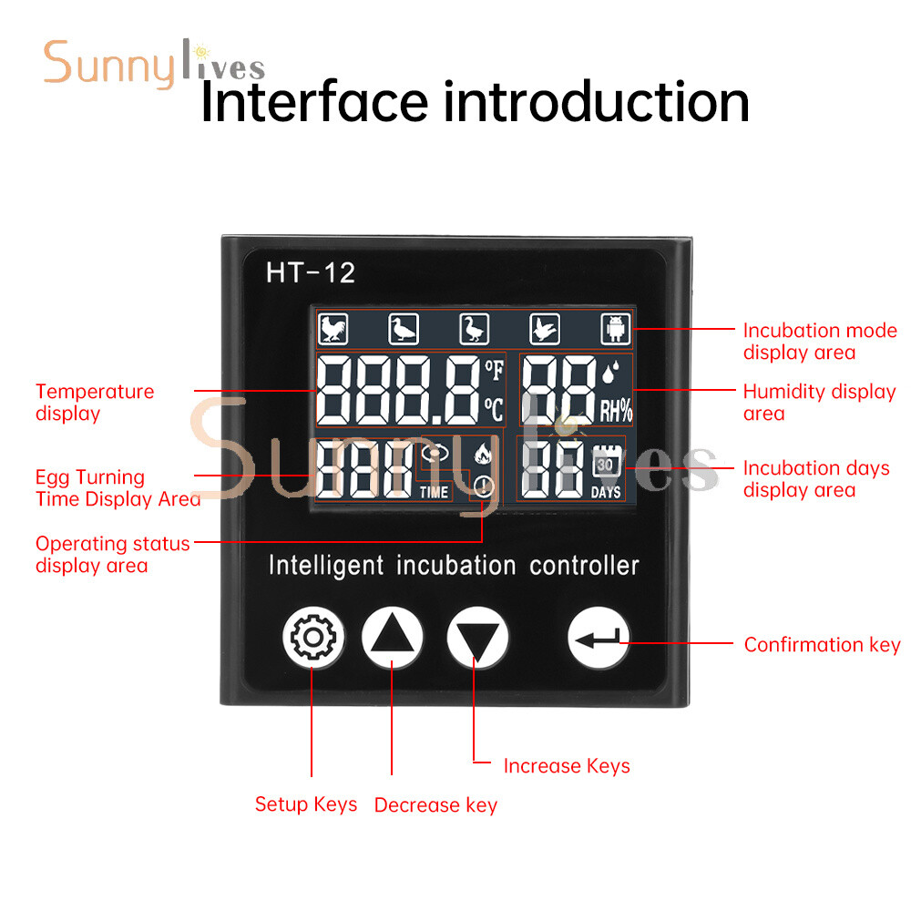 HT-12 LCD Temperature Humidity Controller Smart Incubator Temperature Controller