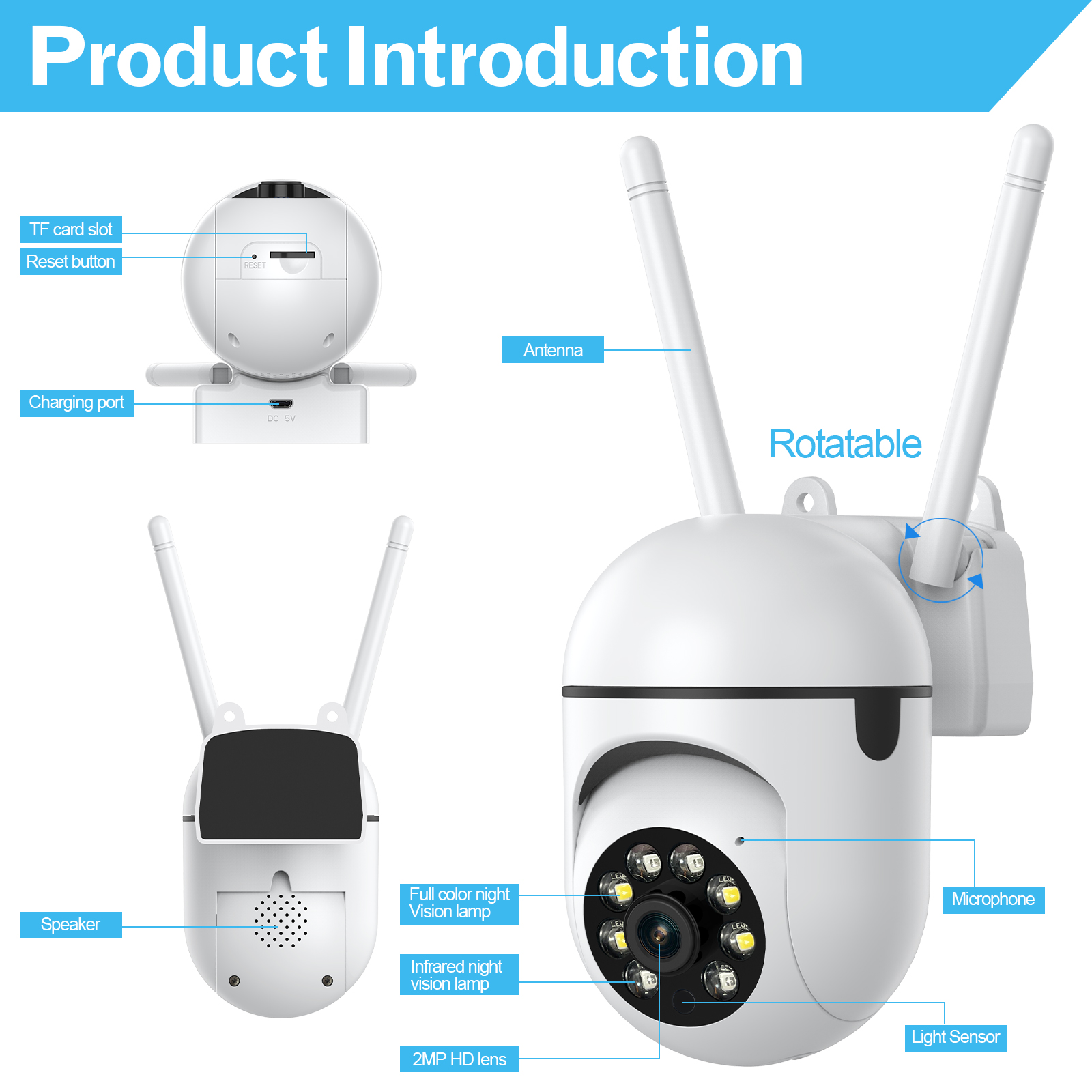 Security Camera System Outdoor Indoor Home Wireless Wifi Night Camera HD Cam-