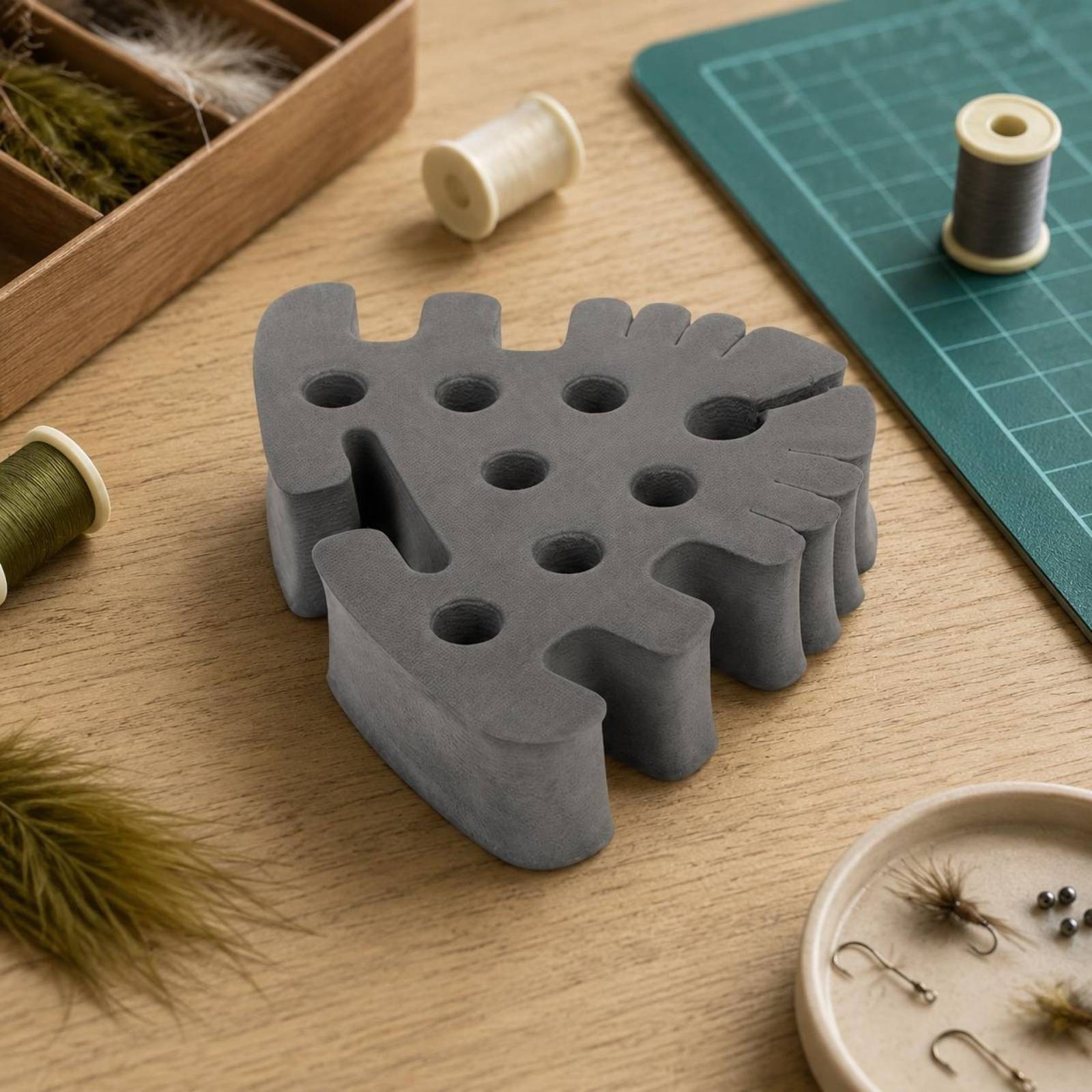 Fly Tying Organizer Slots Vise Shaft Tool Holder Rubber Rings