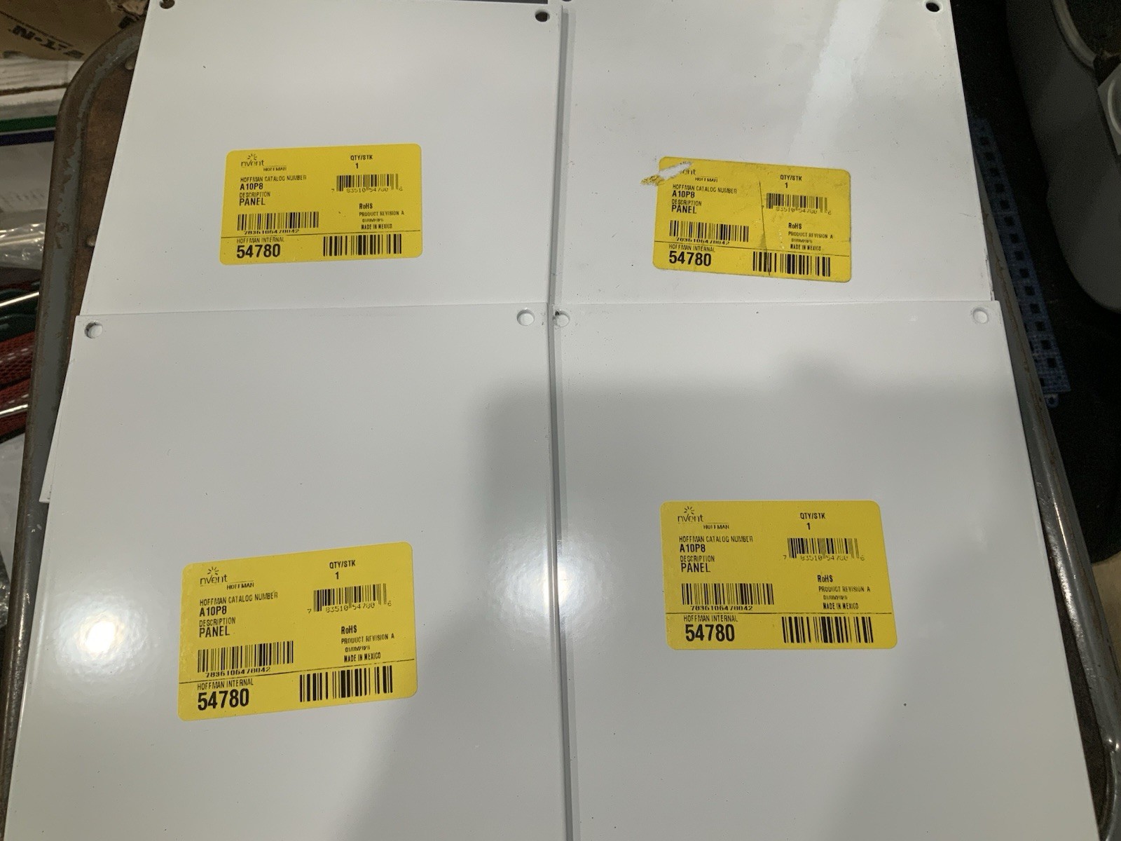 (QTY 4) Hoffman Nvent A10P8 Panel  For  10x8" Box, White, Steel For Junction Box
