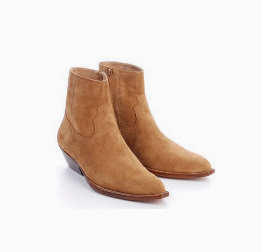 Western Chelsea Real Suede Leather High Top Ankle Boots Mens Mid Heel Shoes New