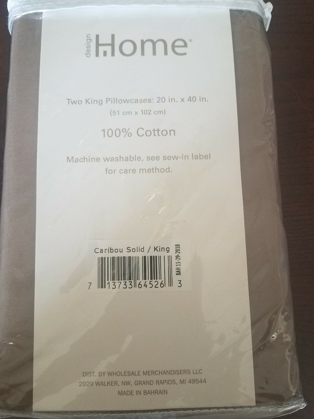 design Home Caribou Solid/King two king pillowcases 20 in. x 40 in