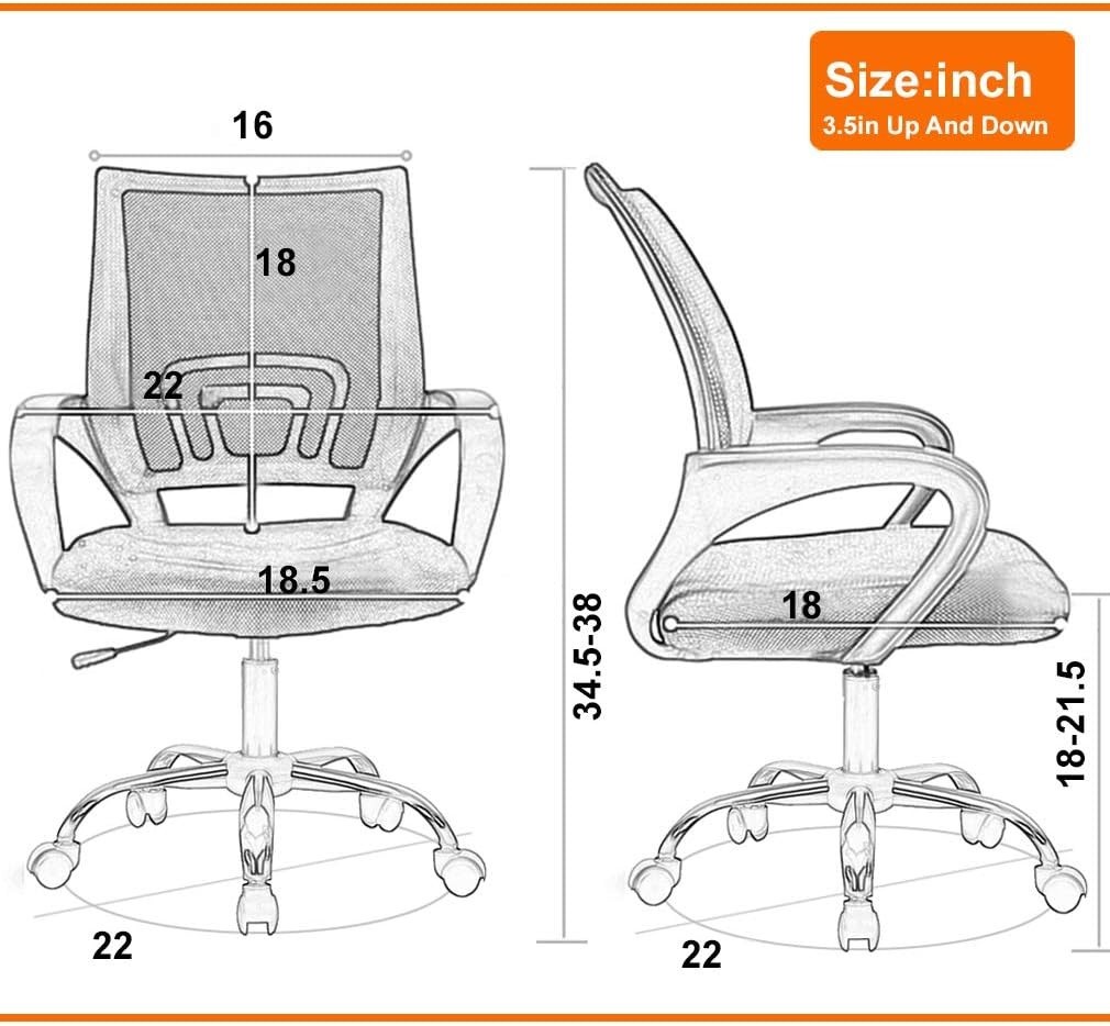 Modern Adjustable Office Chair with Back Support for Gaming & Office Use, Black