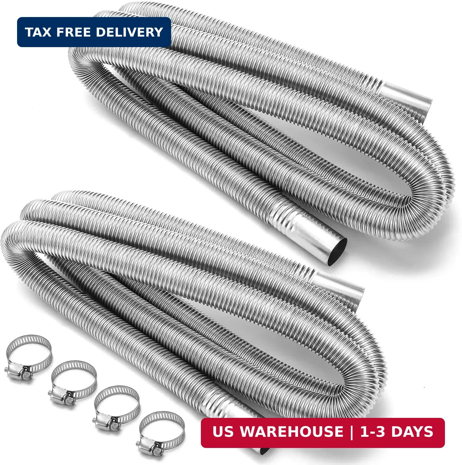 YOUEON 2 Pcs 78" Stainless Steel Heater Exhaust Pipe, Flexible Exhaust Tubing wi