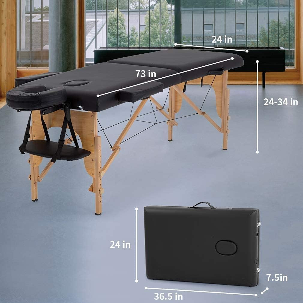 Massage Bed Portable Massage Table 2 Folding Lash Bed Height Adjustable 24 Inch
