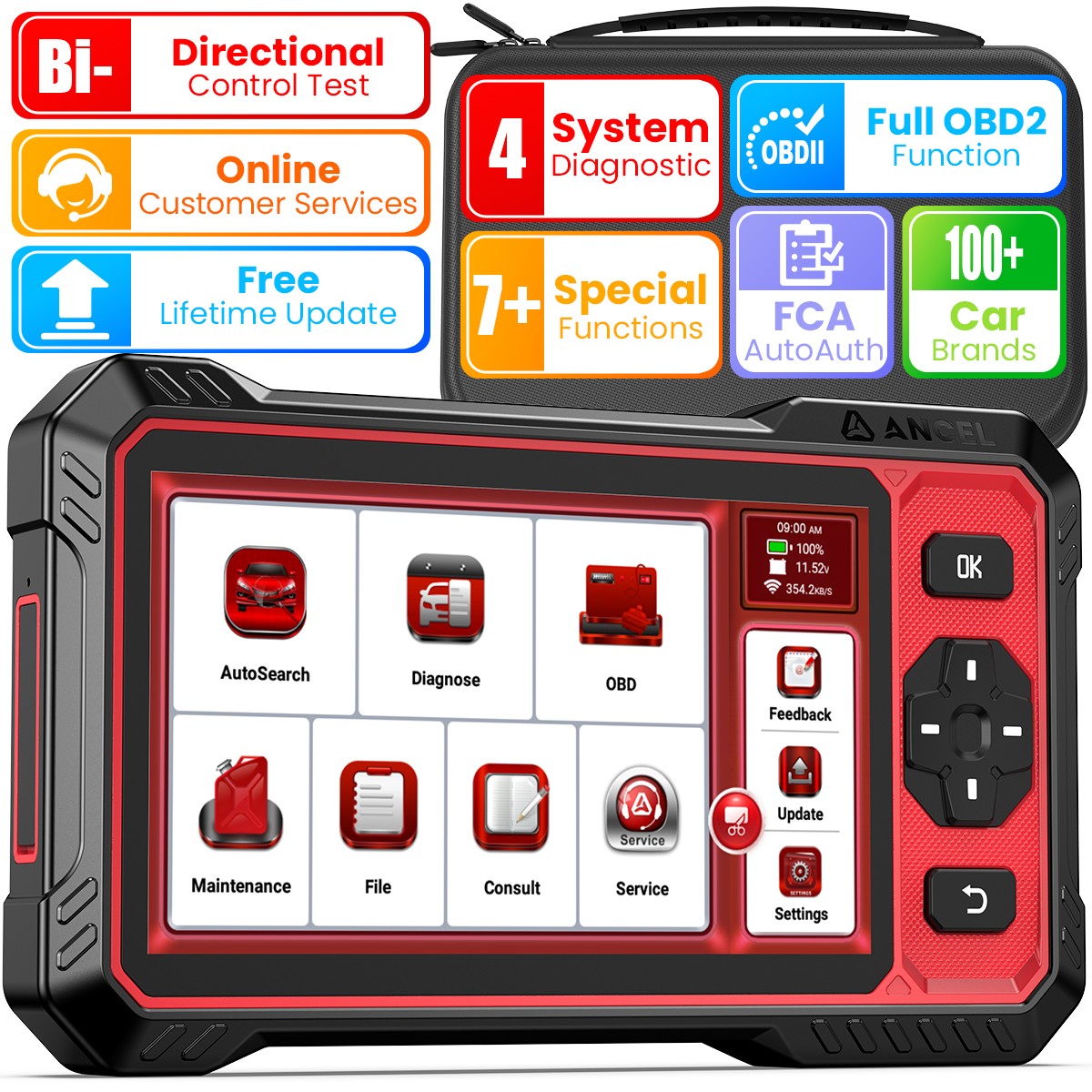 ANCEL DS400 Lite OBD2 Car Scanner FCA Bidirectional Control Tool Fit For Porsche