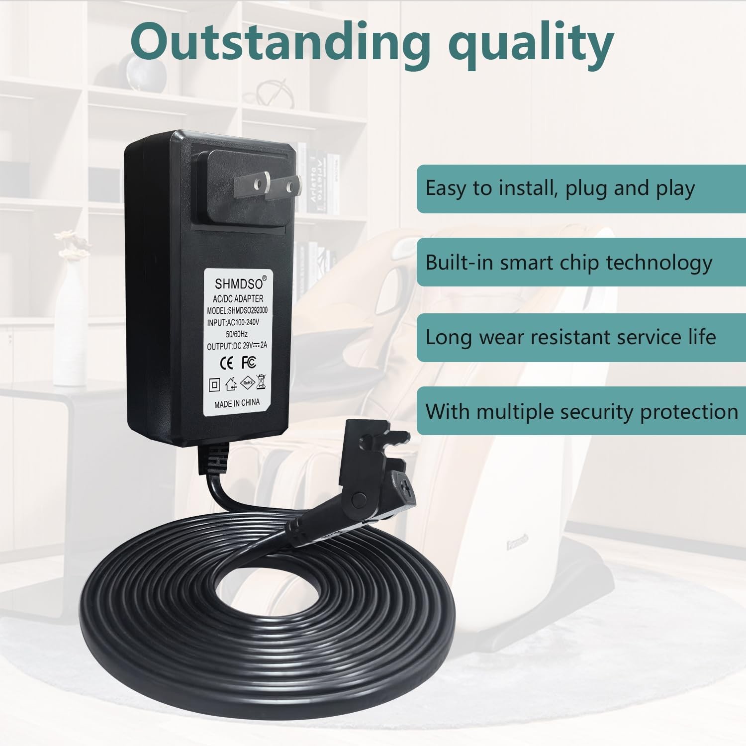 29V2A Lift Chair Power Supply, Compatible with Ashley, Catnapper, OKIN, black