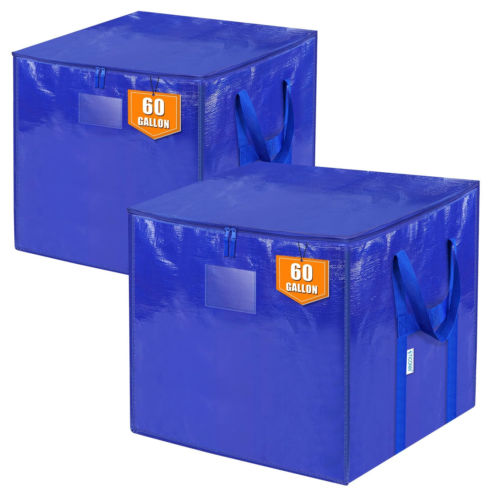 TICONN 2 Pack Extra Large Moving Bags with Zippers & Carrying Handles, Heavy-Dut
