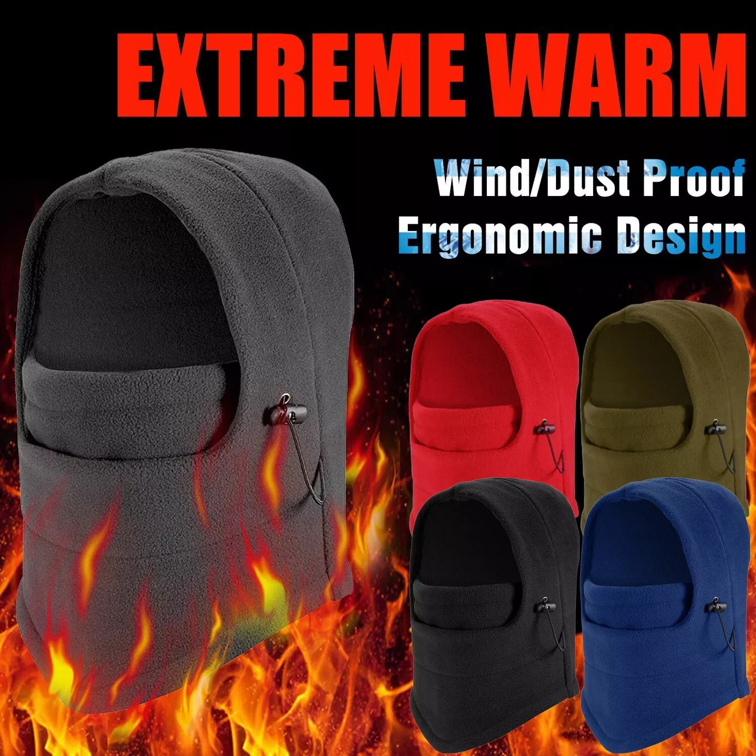 Winter Fleece Balaclava Ski Mask Windproof Thermal Full Face Cover for Men Women
