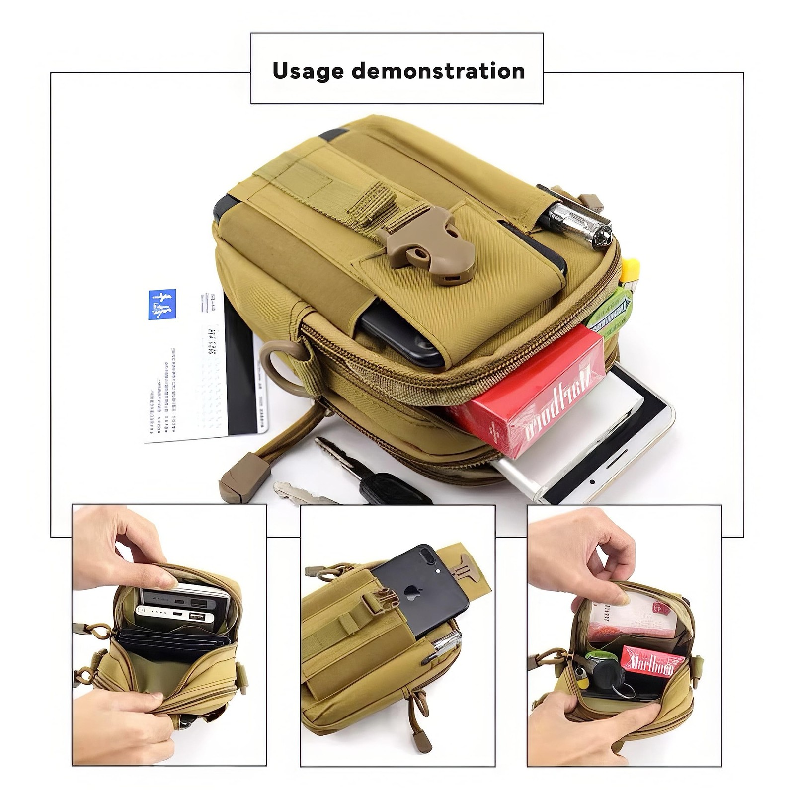 Tactical Waist Pouch MOLLE EDC Pouch Outdoor Man Waist Bag with Phone Belt Cl...