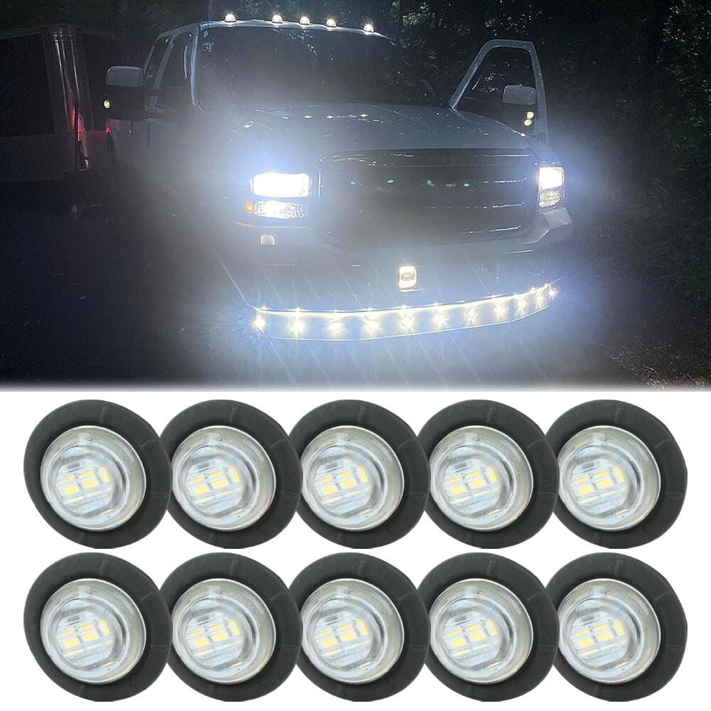 10PCS 3/4" Round White LED Side Marker Chicken Lights For Ford F-100 F-150 F-200