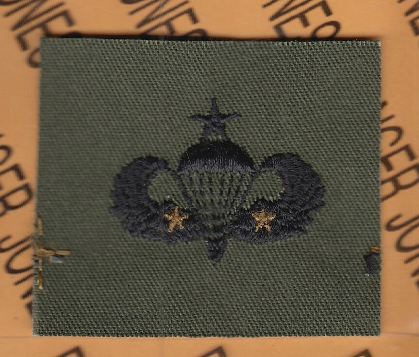 US Army Senior Airborne Parachute 2 Combat Badge BDU OD/Black 2.5" patch B