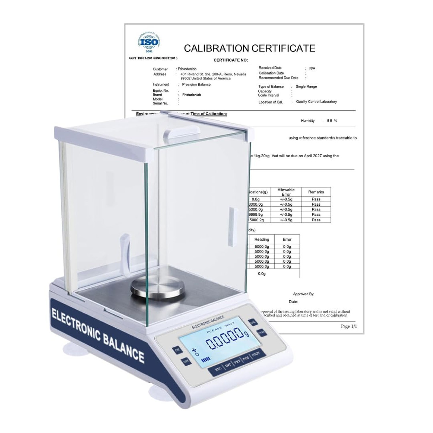 Fristaden Lab Analytical Balance | 210 g x 0.1 mg (0.0001 g) | Auto-Internal ...