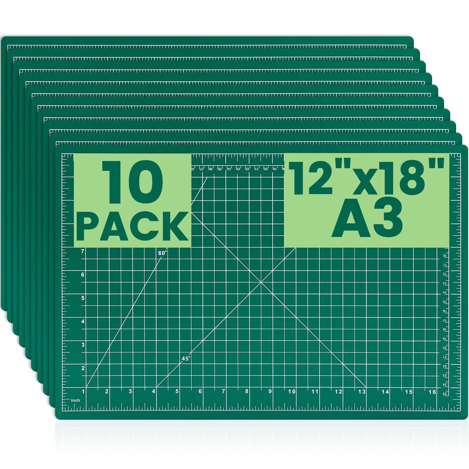 Cutting Mat 12"x18", 10 Pack Double-Sided 5-Ply Self Healing Sewing Cutting M...