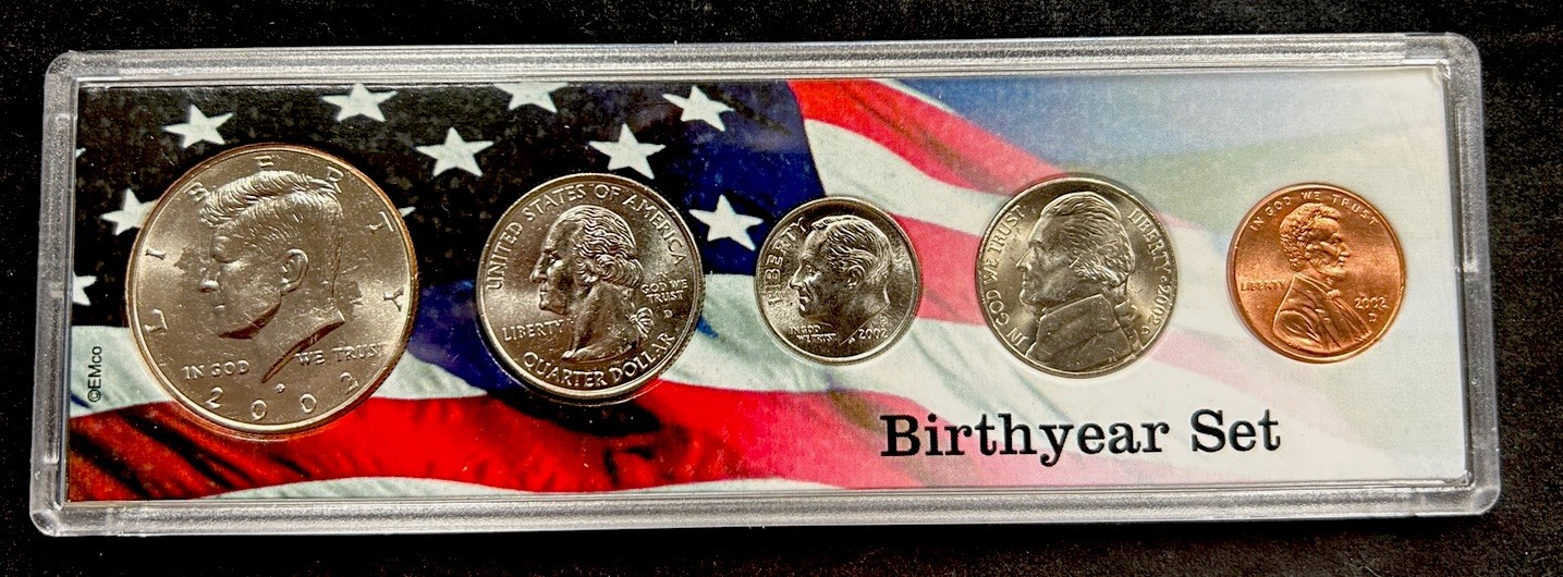 2002 Birth Year Set 5 Bright Uncirculated Coins FREE SHIPPING