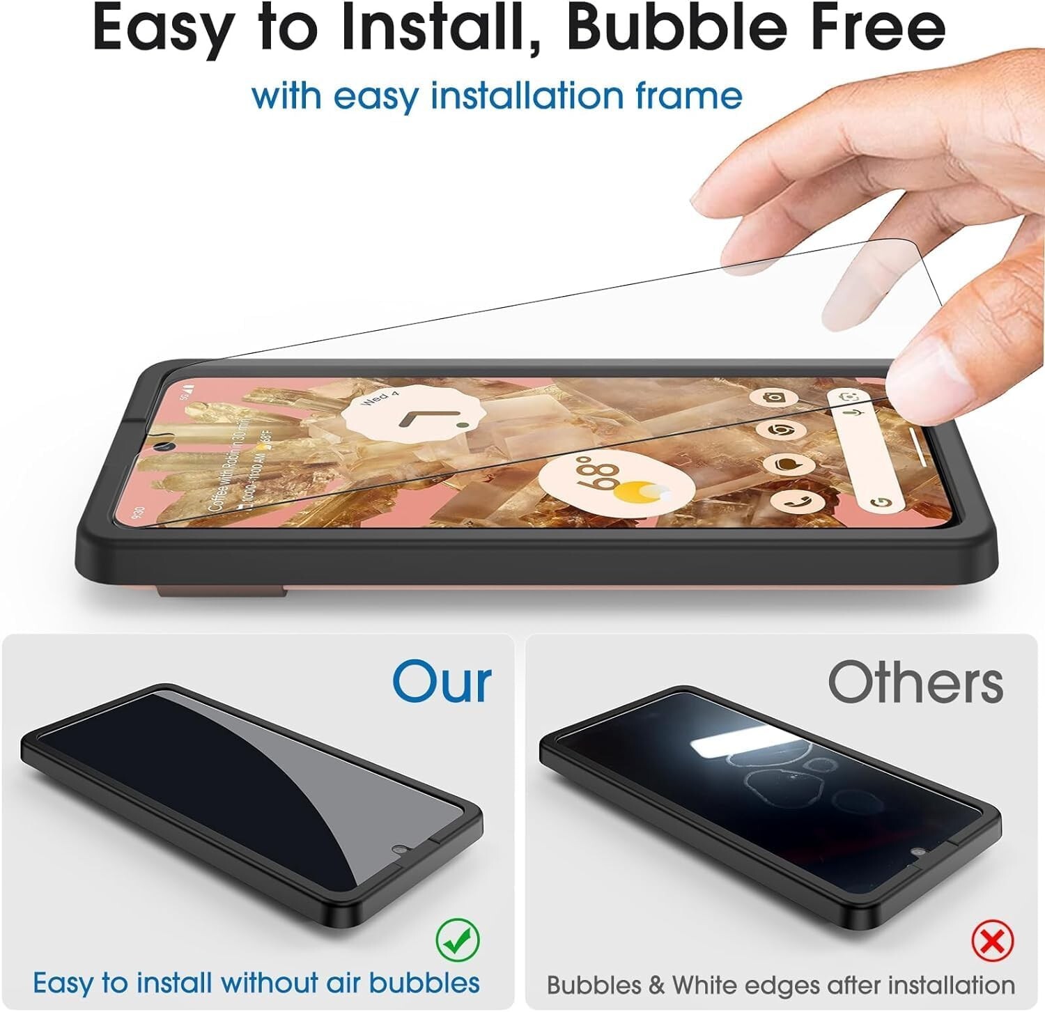 amFilm 3+1 Pack for Google Pixel 8 Screen Protector Tempered Glass