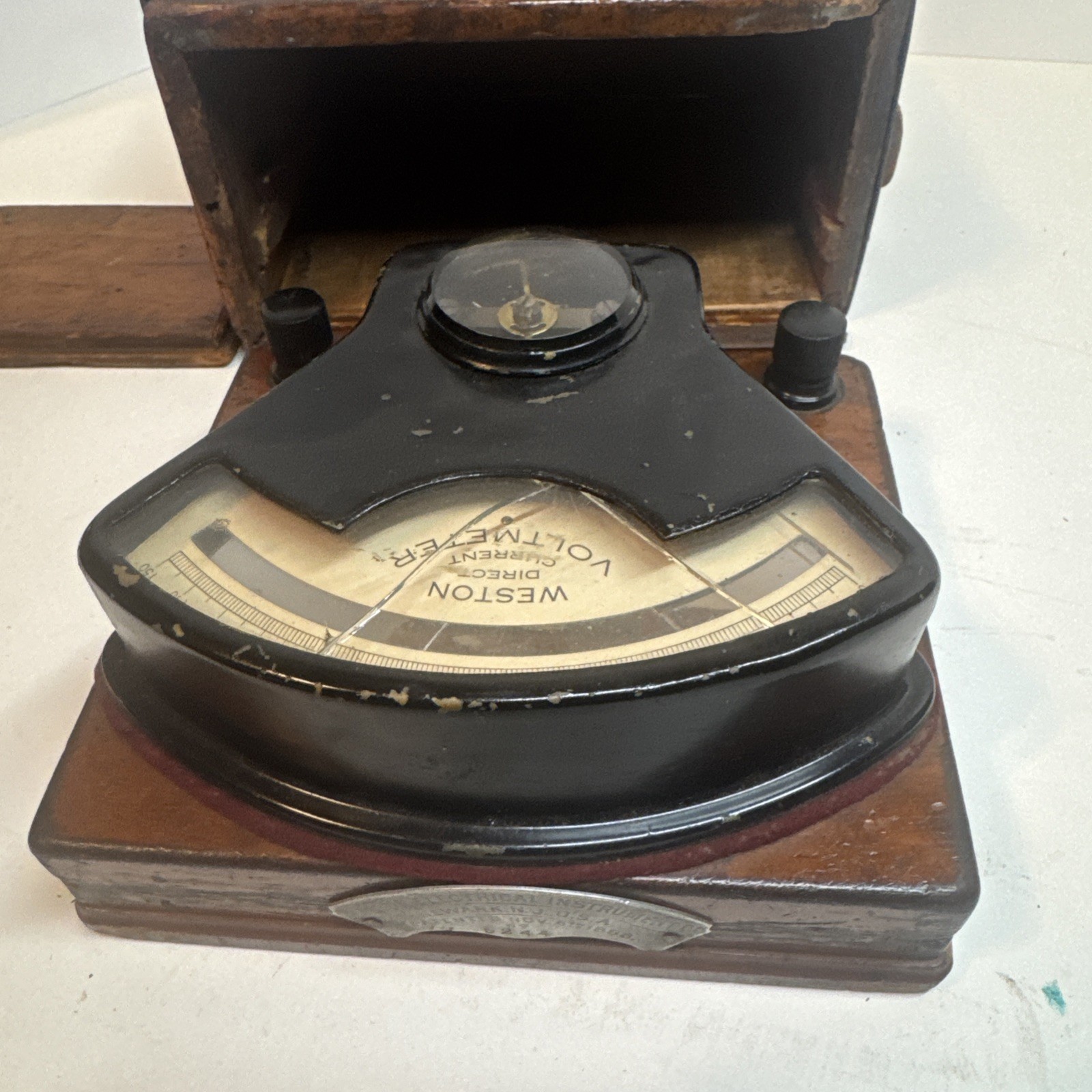 Vintage 1890s Weston Model 1 DC Voltmeter - Original Wood Case