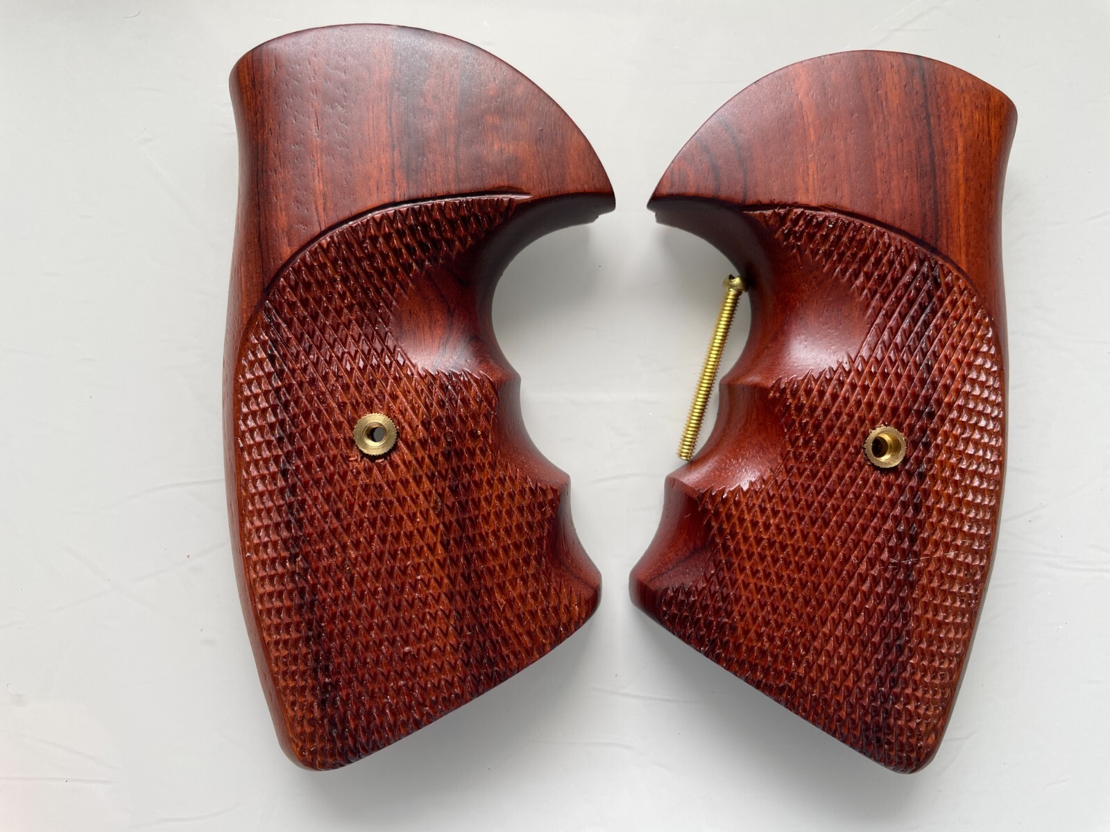 New grips for COLT PYTHON  grips (I, E FRAME) Checker & Finger groove hard wood