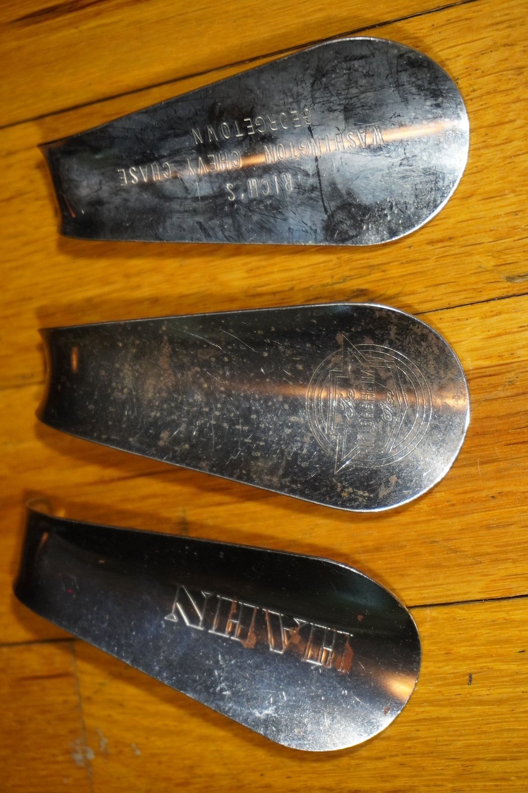 Lot 3 Vintage Advertising Shoe Horns Hahn Florsheim  Rich's Georgetown DC