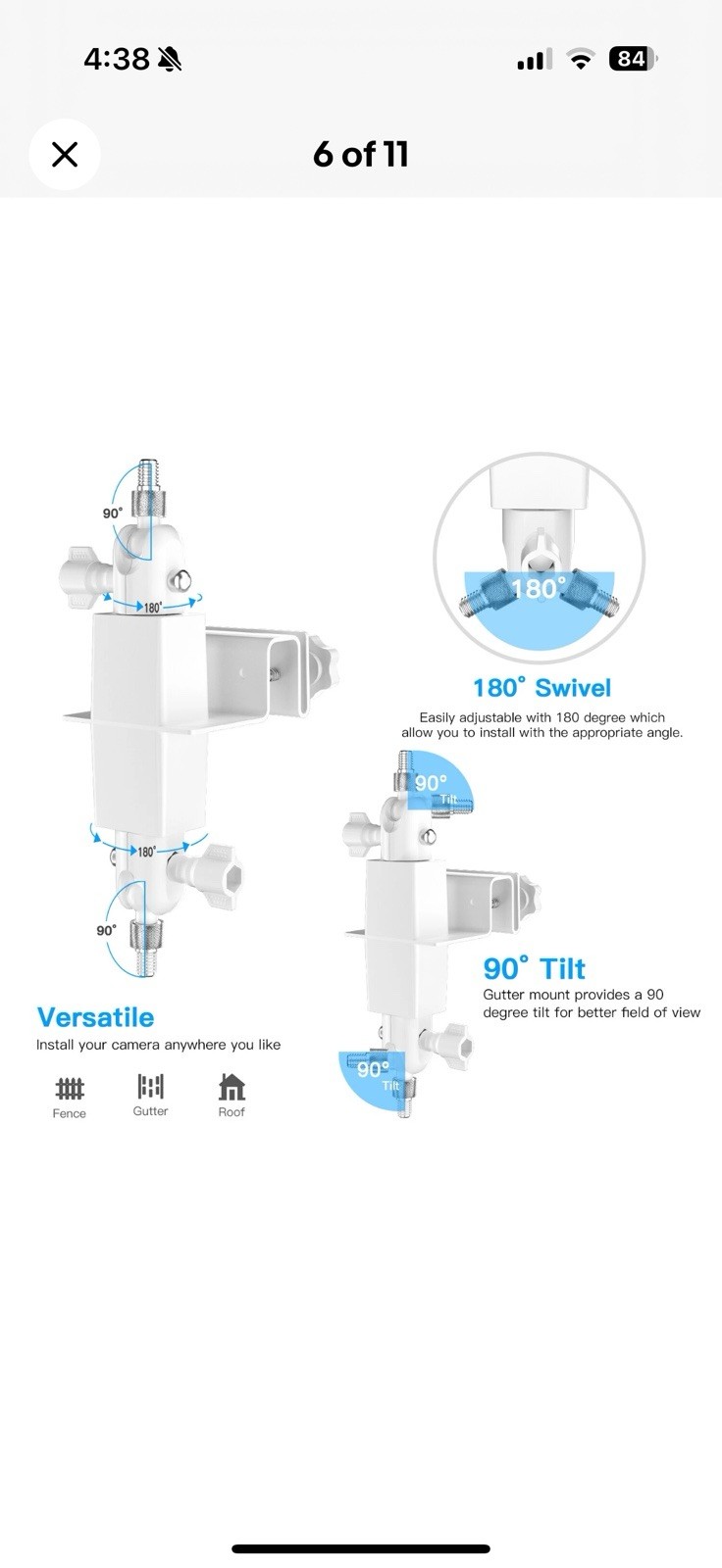 2 in 1 Gutter Mount Universal, Surveillance Camera, Solar Panel Mount.￼