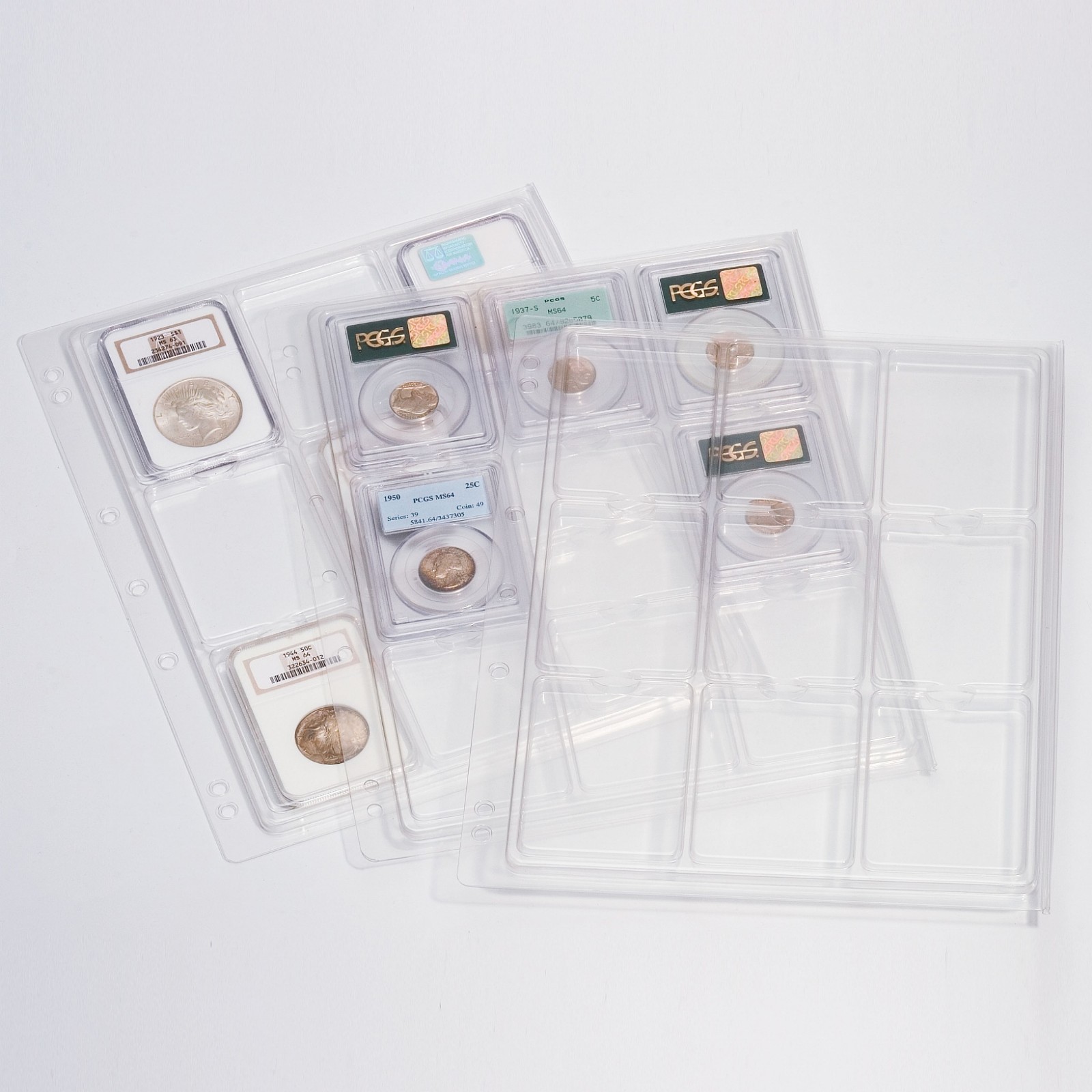 Lot of 8 Clear Certified Graded Coin Slab Album Pages PCGS NGC Lighthouse ENCAP