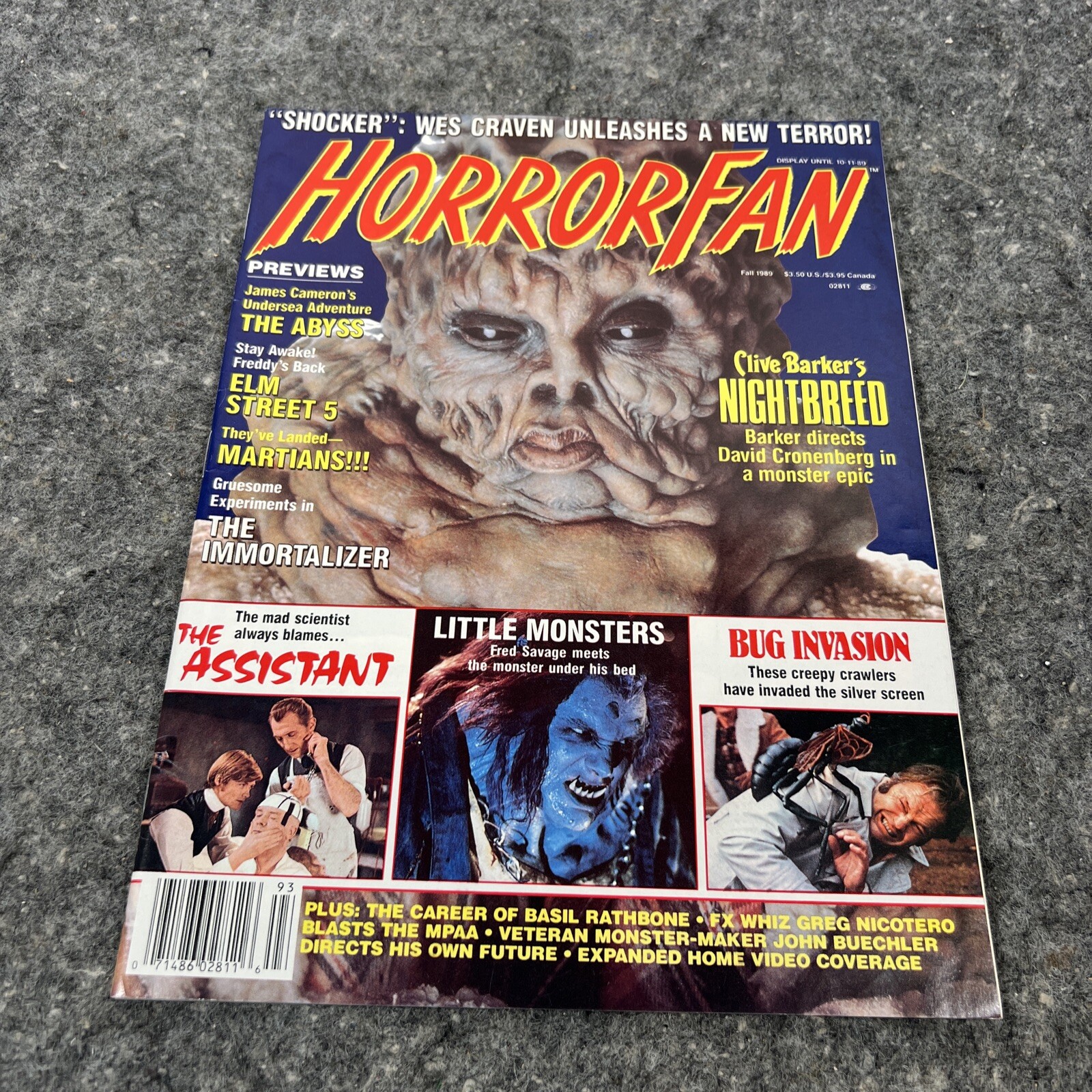Horror Fan Magazine- Fall 1989 - Clive Barker Night Breed, The Abyss, Elm Street