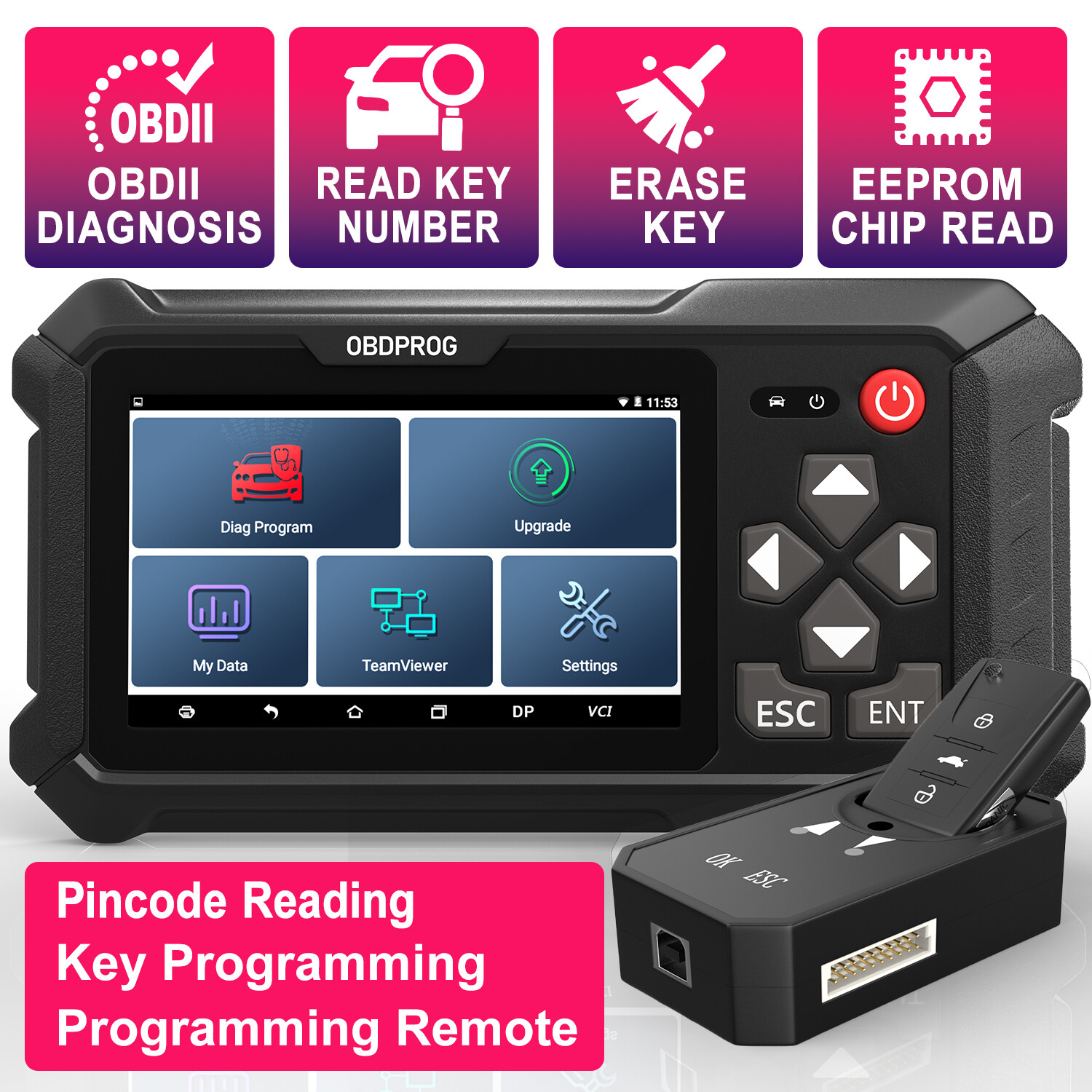 OBDPROG 501 Auto OBD2 Key Fob Programmer Remote Programming Tool Immobilizer