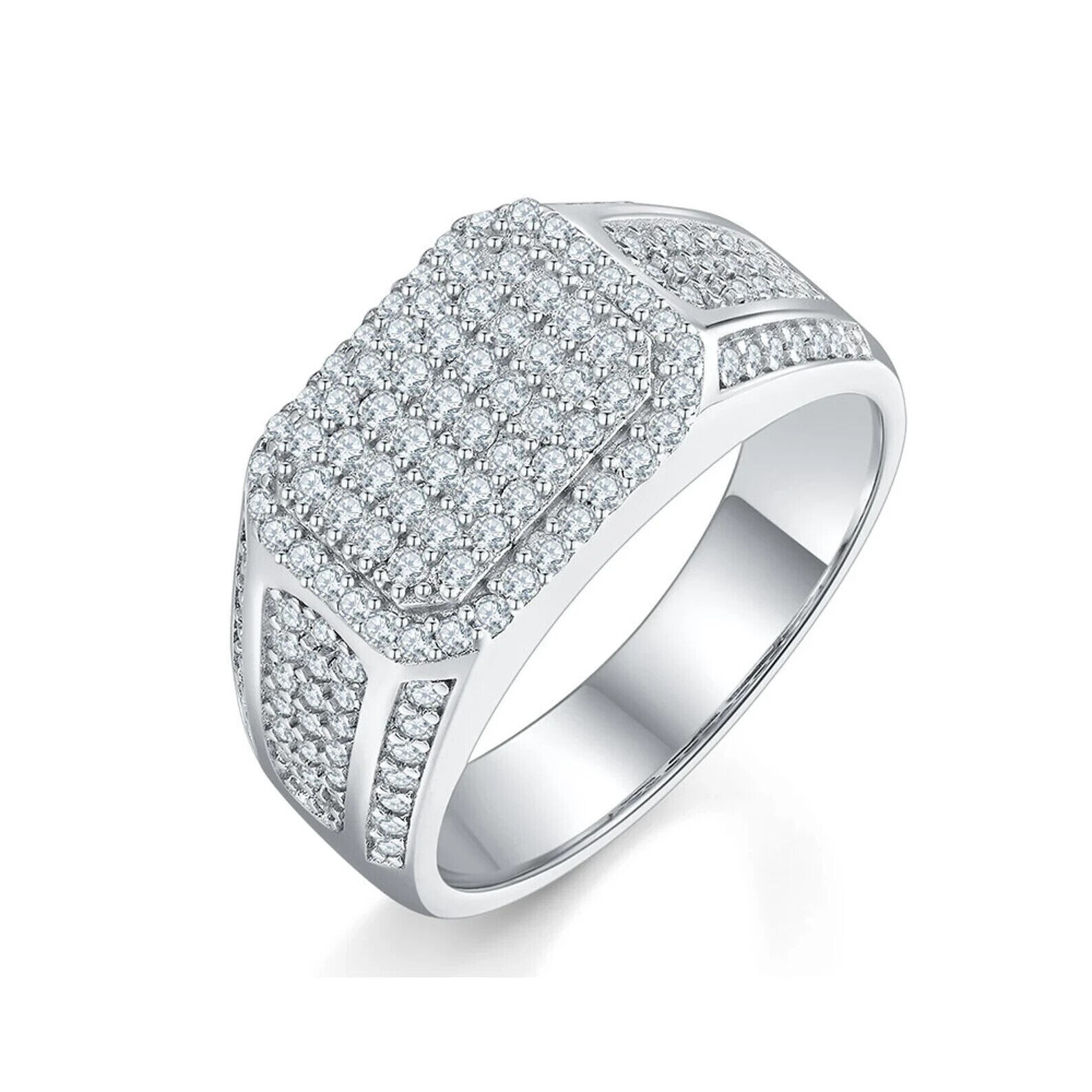 Men's Wedding Band Ring 14K White Gold Plated Lab Created Diamond 2Ct Round Cut