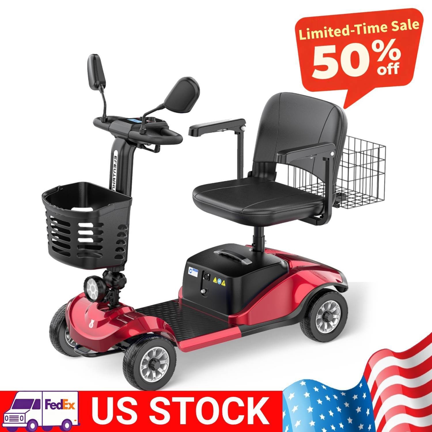 4-Wheels Mobility Scooters Power Wheelchair Folding Electric Scooter for Adult