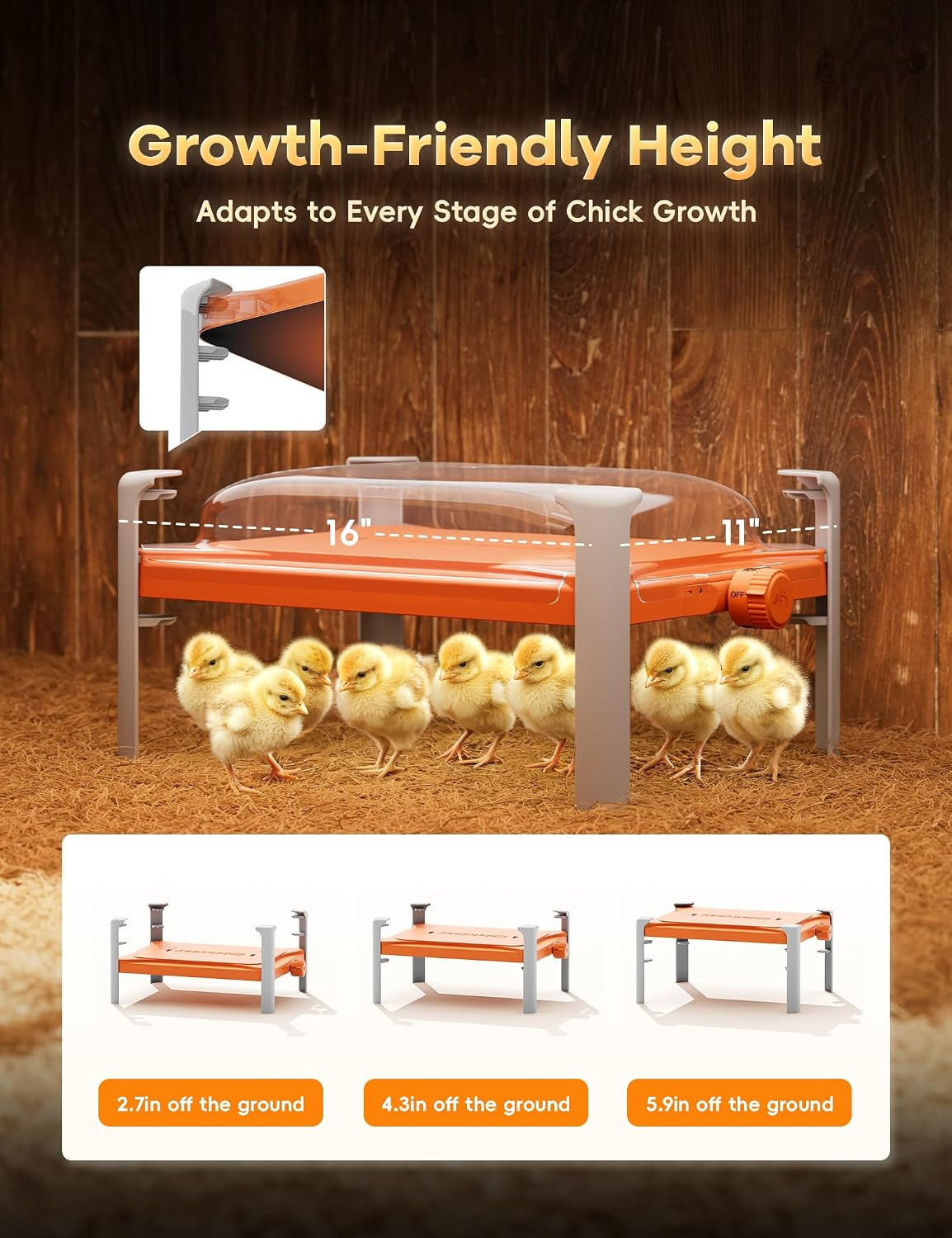 Smart Chicken Coop Heater, 200 Watts Chick Brooder Heating Plate Built-In Adapti