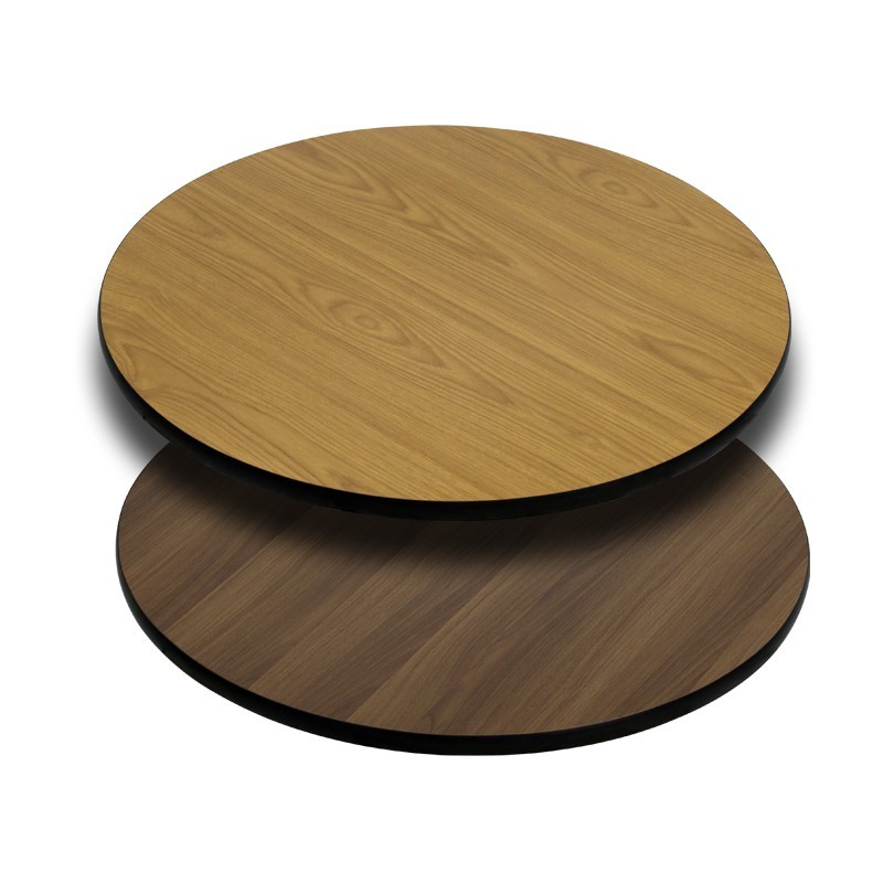 30'' Round Restaurant Table Top with Natural or Walnut Reversible Laminate Top