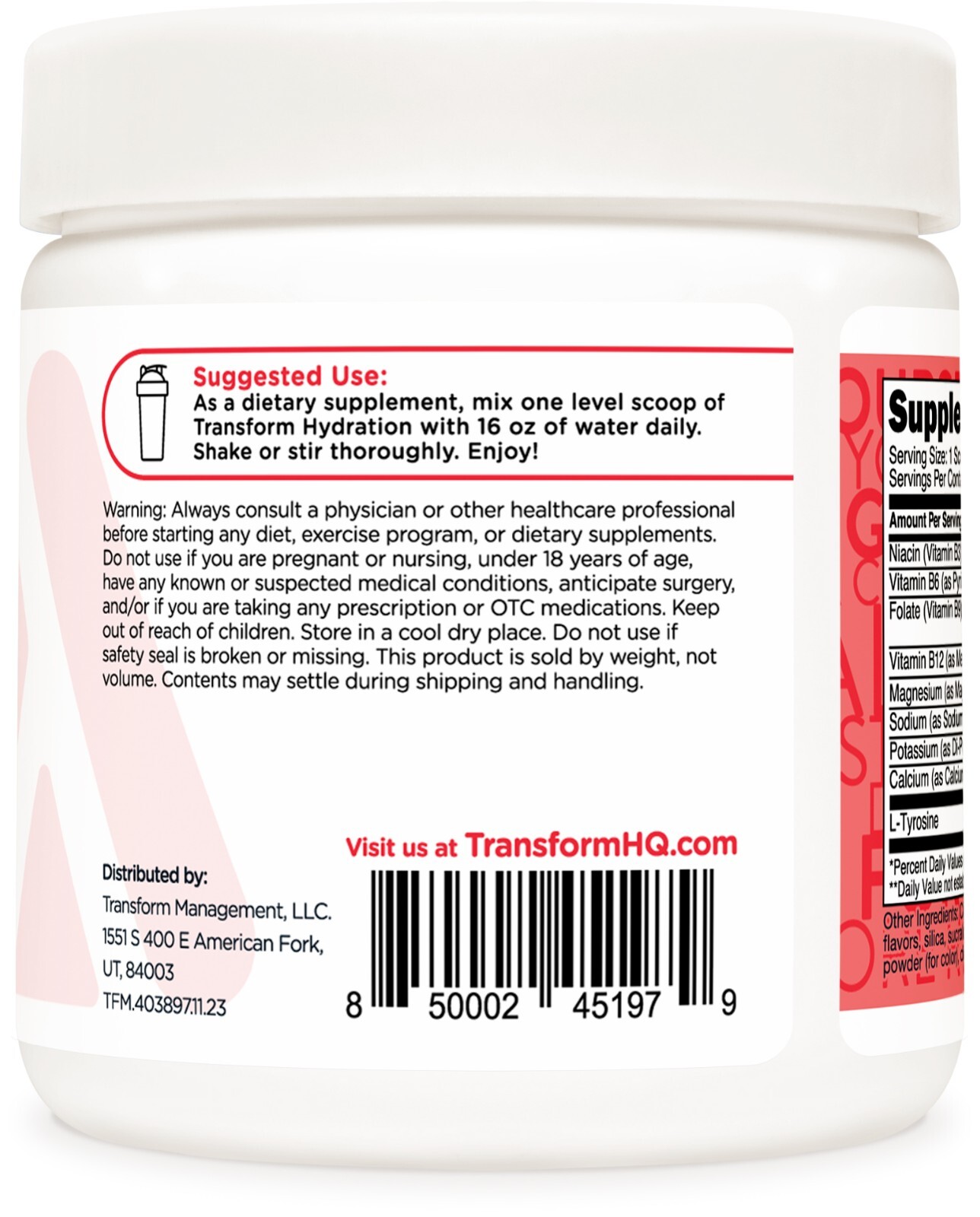 TransformHQ Hydration 42 Servings (Strawberry Lemonade) - Electrolytes