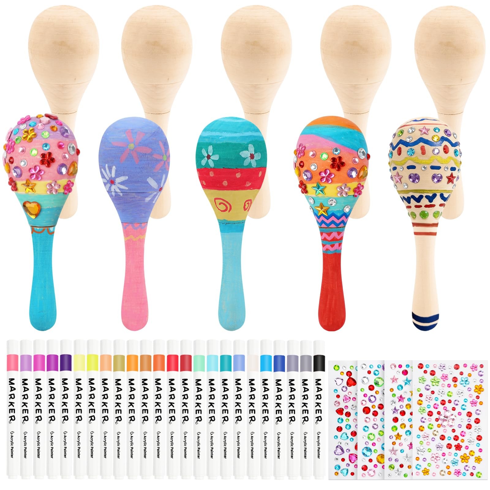 DIY Wooden Maracas for Kids, Mini Maracas Cinco De Mayo Party Supplies