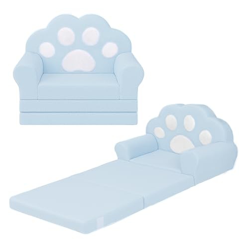 Cat Paw Kids Couch, Toddler Chairs Comfy, Toddler Couch Bed Fold Out, Blue