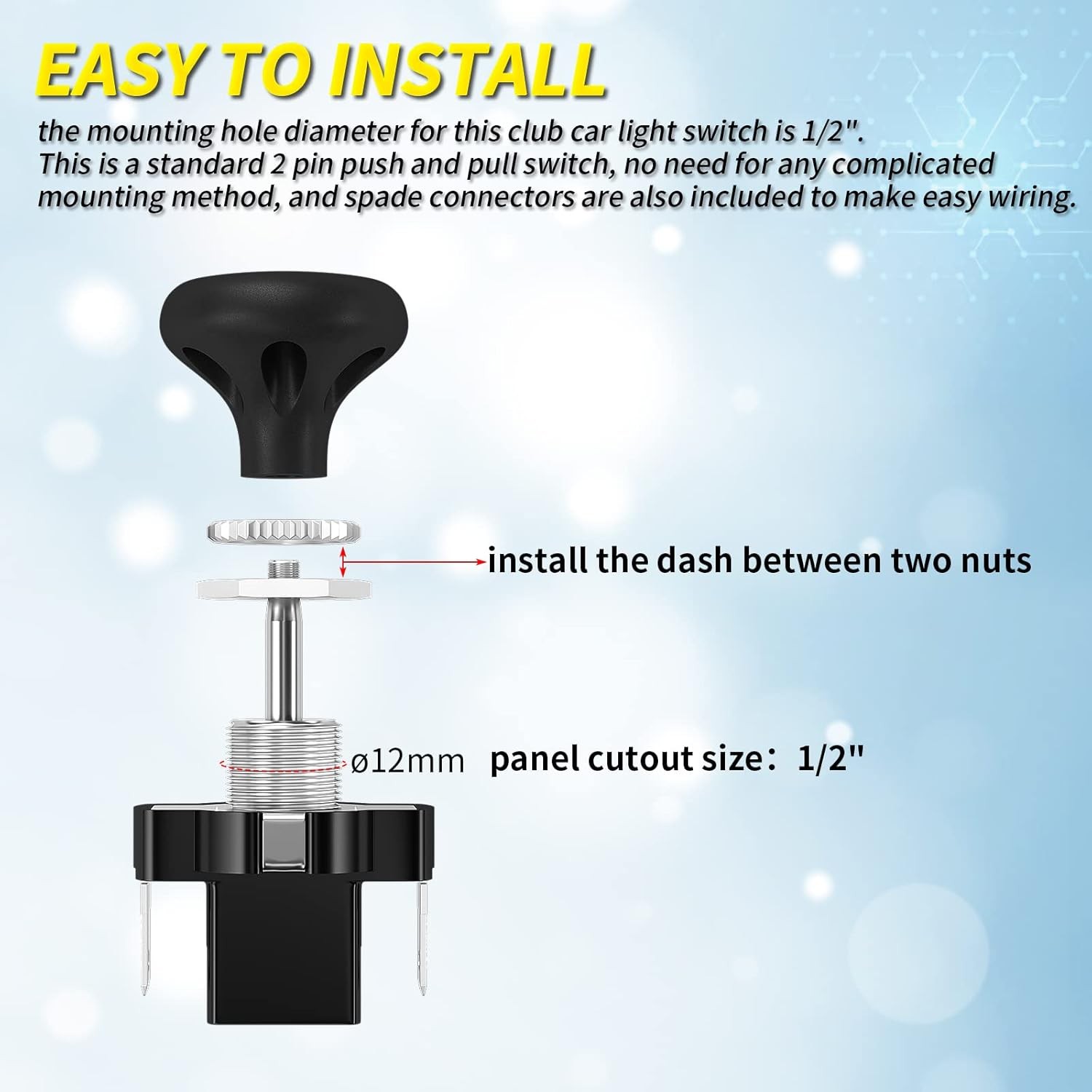 Joinfworld Golf Cart Headlight Switch Push Pull Type 12 Volt Universal Light Swi