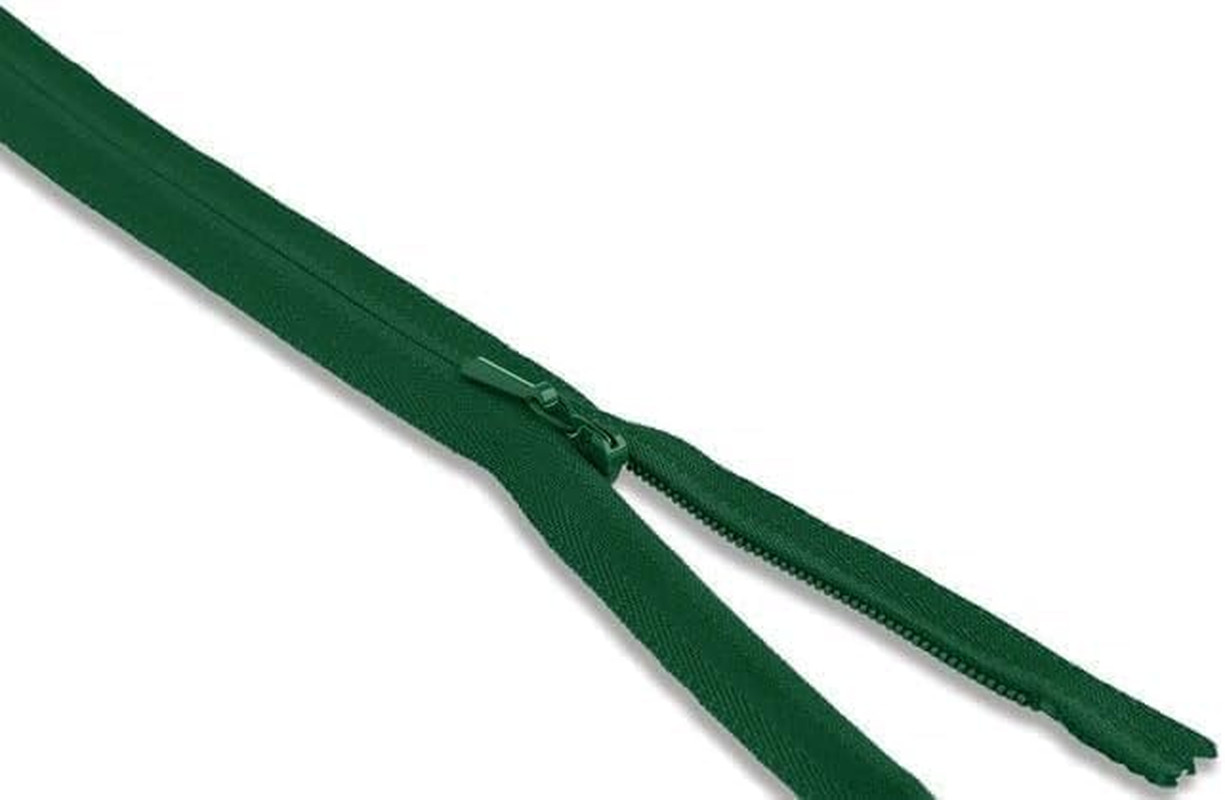 12" Green Zipper Crafts - Non-Separating Nylon Zipper for Sewing