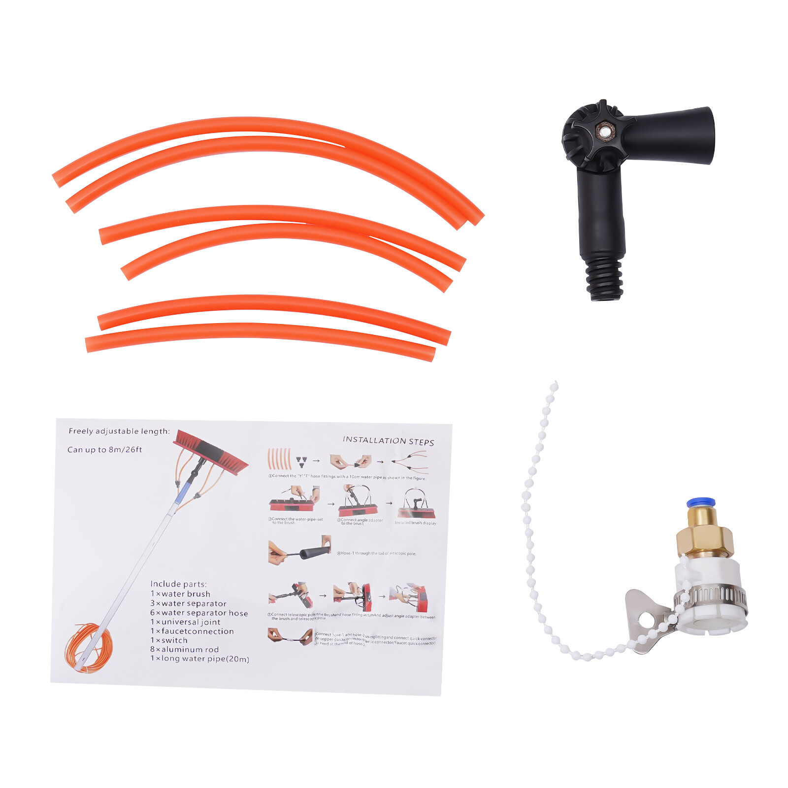 Outdoor Water Fed Brush 24ft Water Fed Pole Solar Panel Window Cleaning Tool